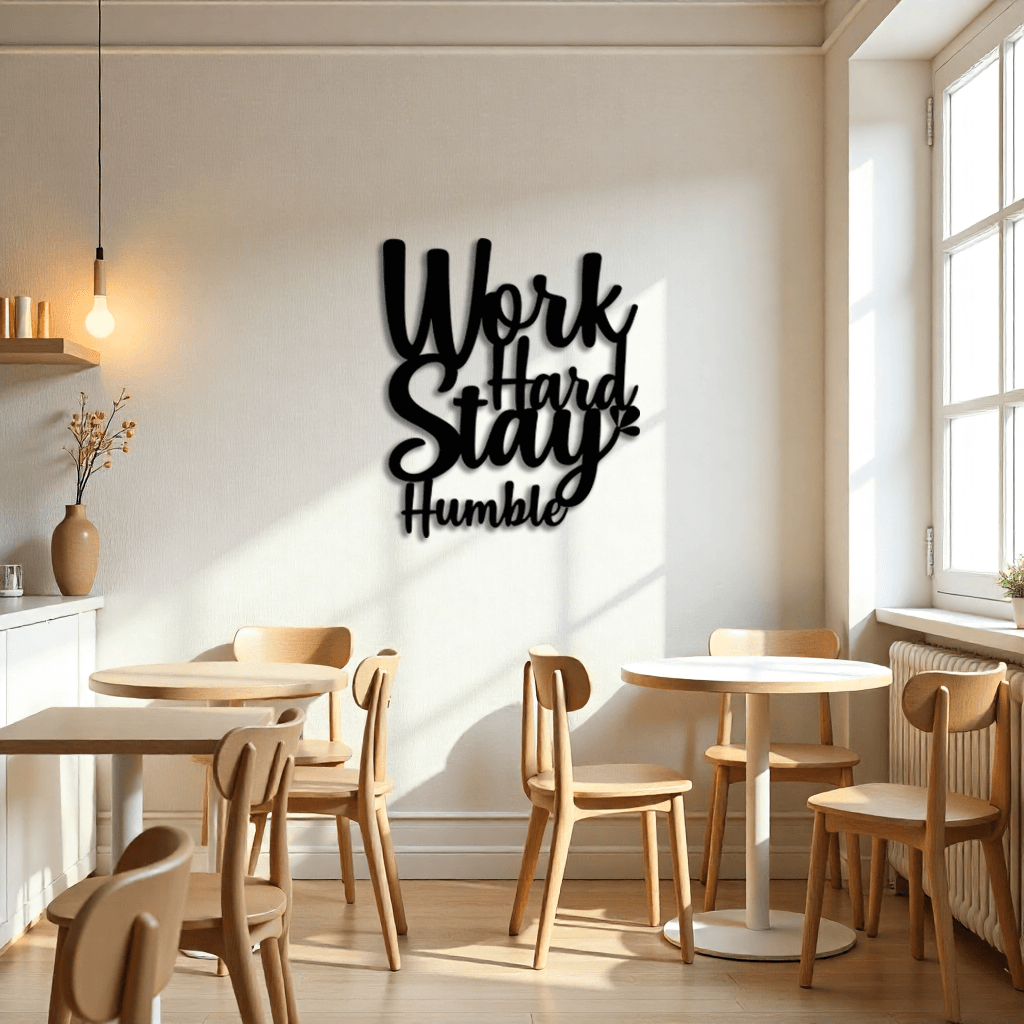 Metal Duvar Dekoru: Work Hard Stay Humble Tablo