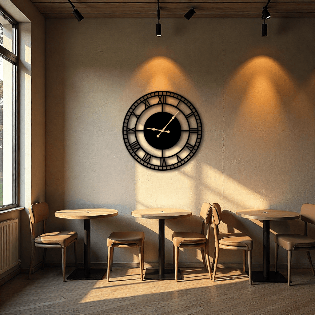 Şık Metal Duvar Saati | Dekoratif Siyah Daire