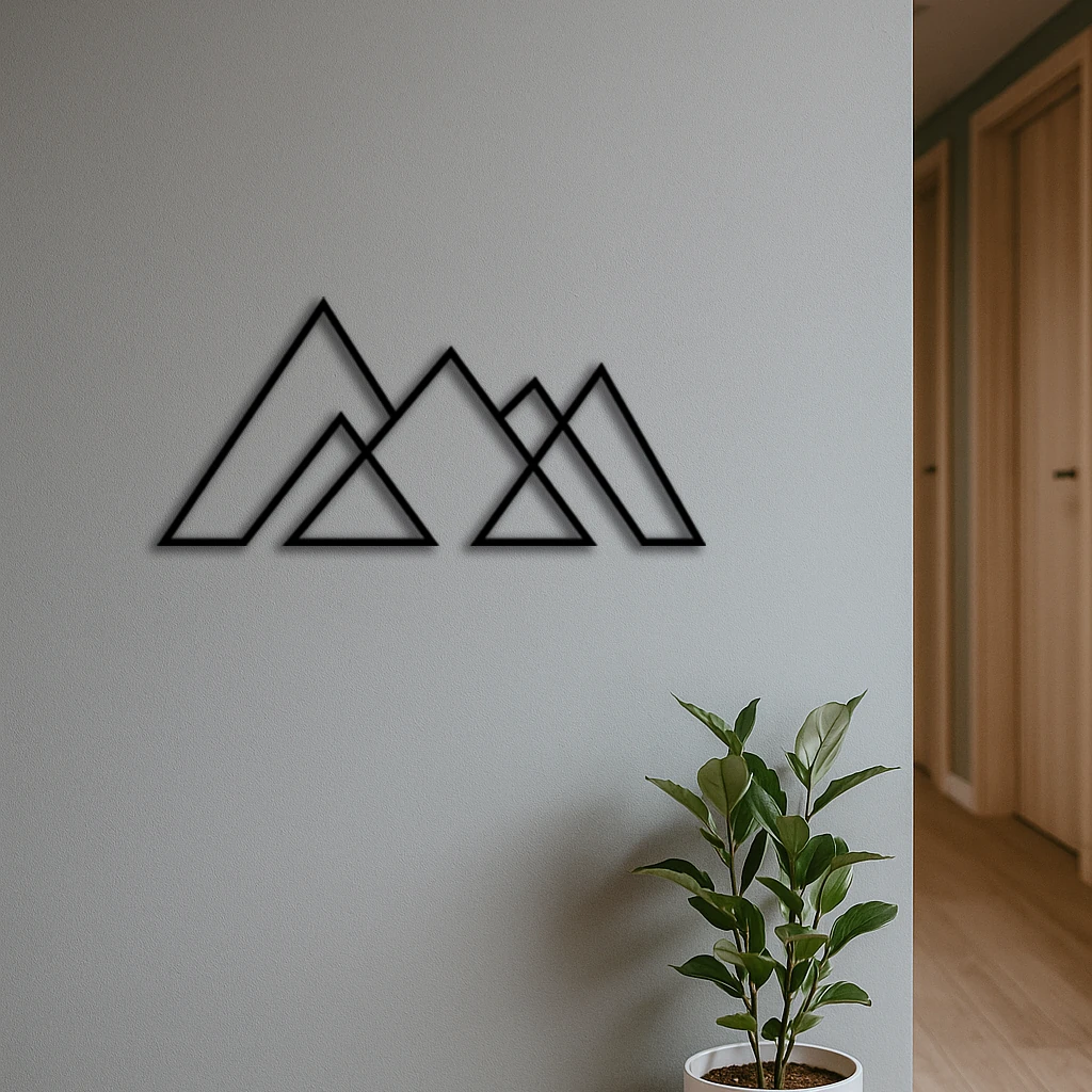 Dekoratif Çizgisel Dağ Metal Duvar Tablosu