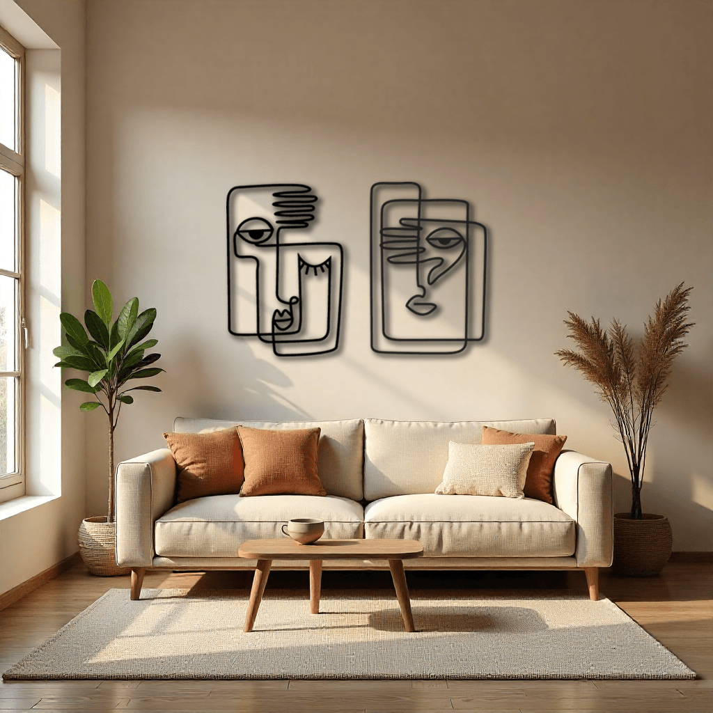Picasso Line Art Duvar Dekoratif Metal Tablo