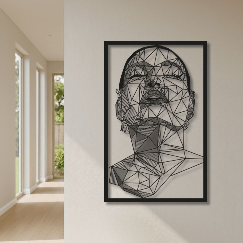 Dekoratif Kadın Yüzü Metal Duvar Tablosu - Dekor 