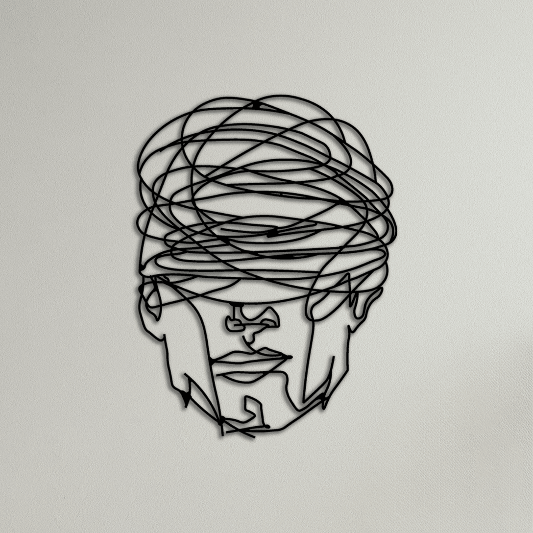 Soyut Adam Yüzü Metal Duvar Dekoratif Tablo