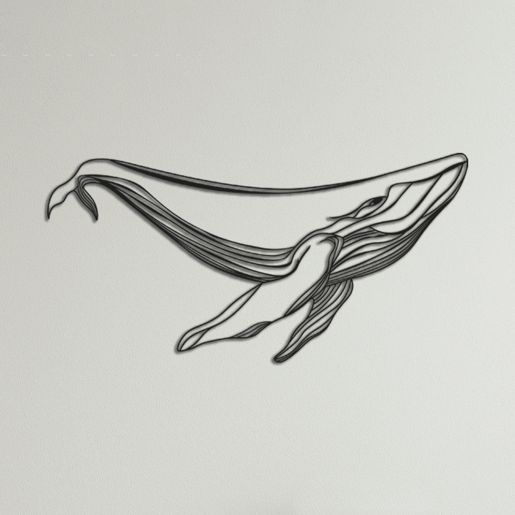 Minimalist Balina Figürlü Metal Tablo | Duvar Dekoru