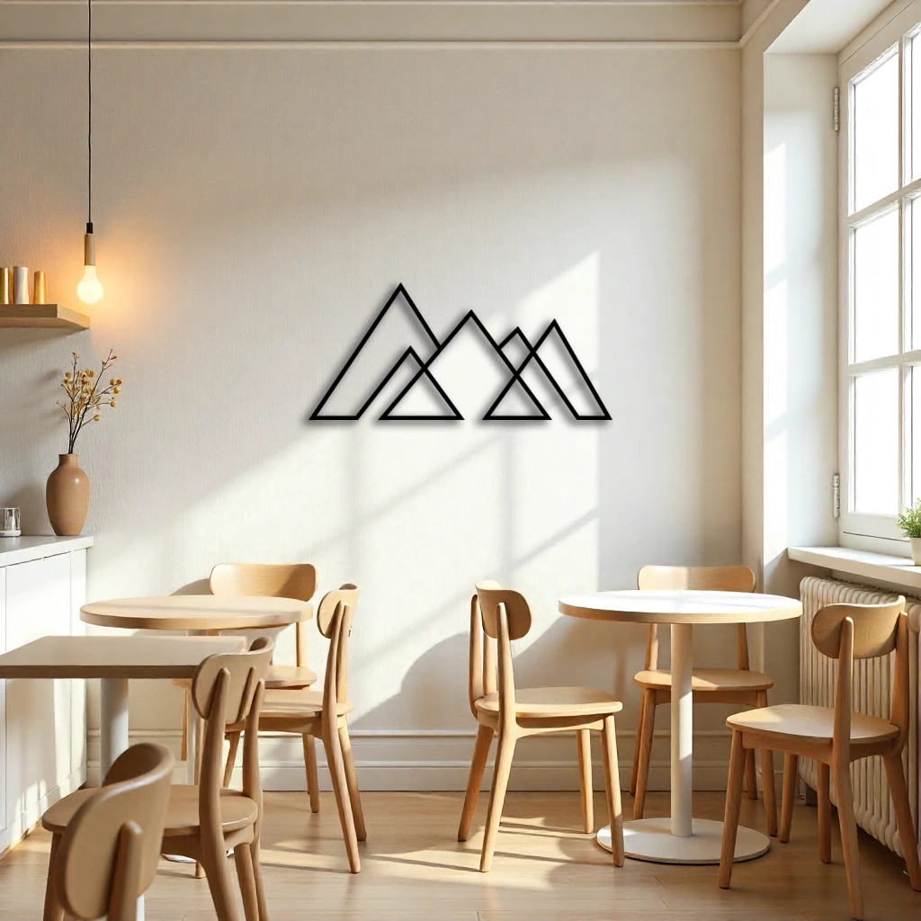 Dekoratif Çizgisel Dağ Metal Duvar Tablosu