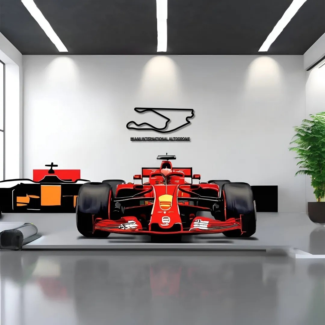 Dekoratif Metal Sanatı Miami Grand Prix Metal Duvar Tablosu Formula 1