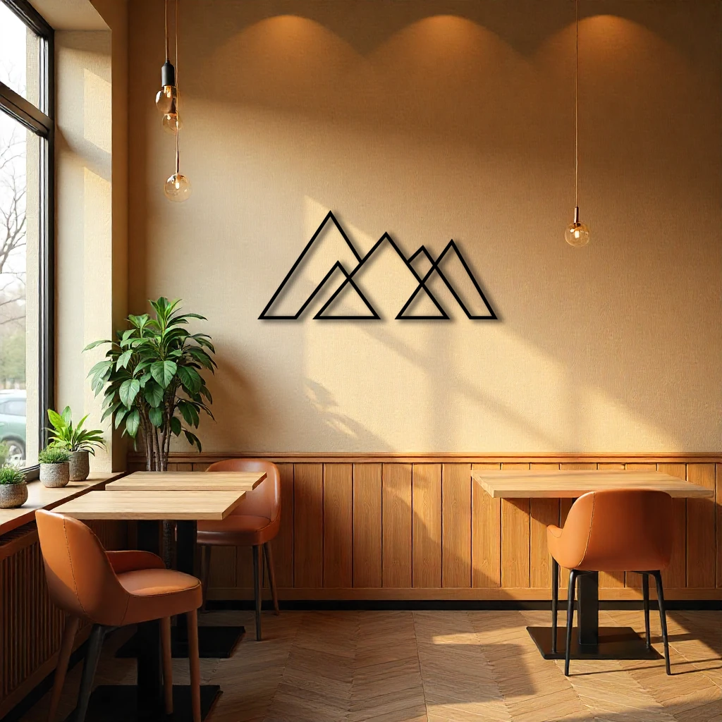 Dekoratif Çizgisel Dağ Metal Duvar Tablosu