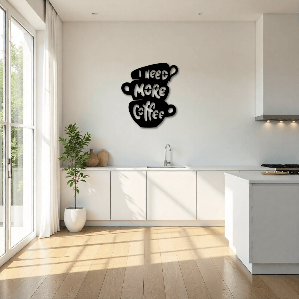 I Need More Coffee Yazılı Dekoratif Metal Tablo