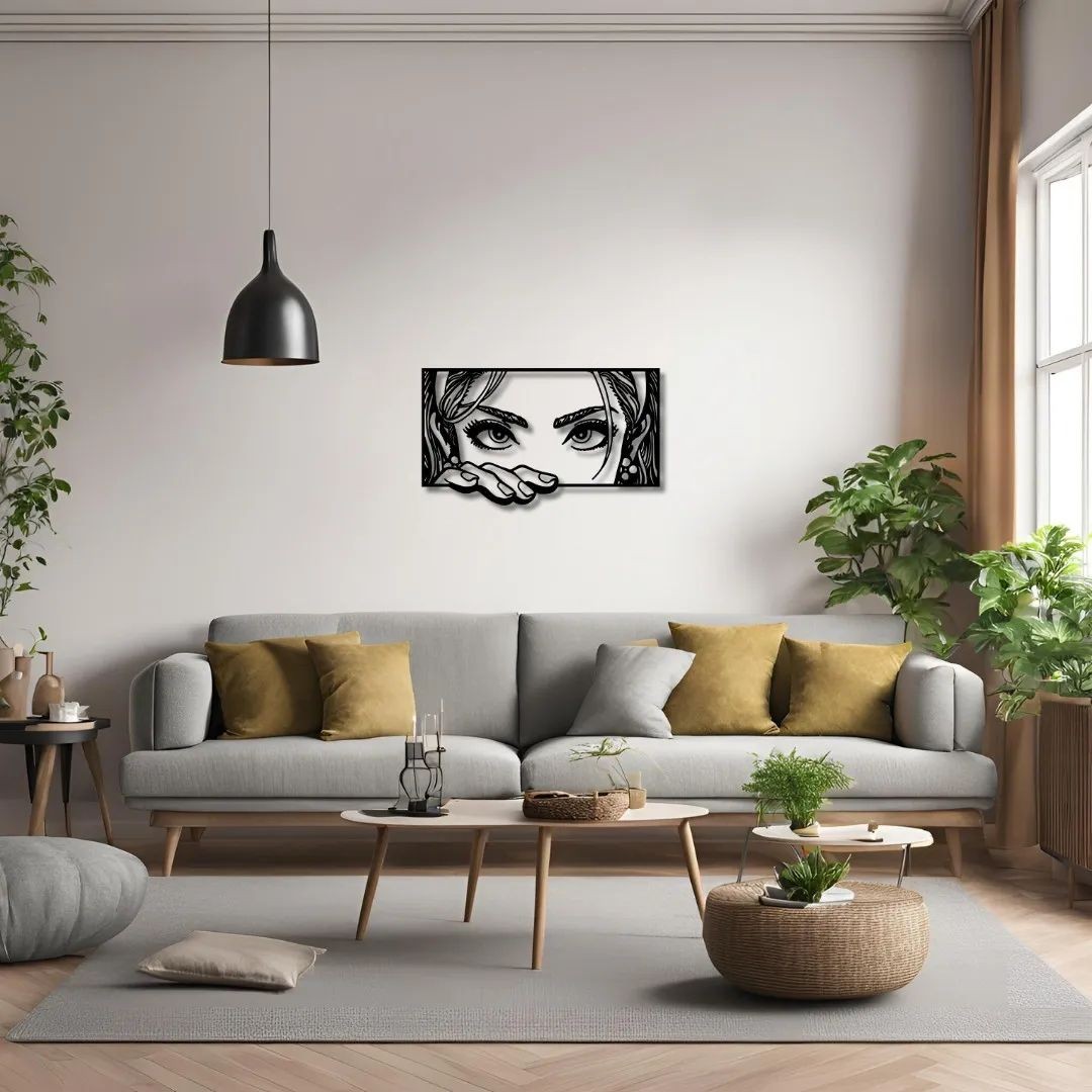 Dekoratif Kadın Yüzü Pop Art Metal Duvar Tablosu 