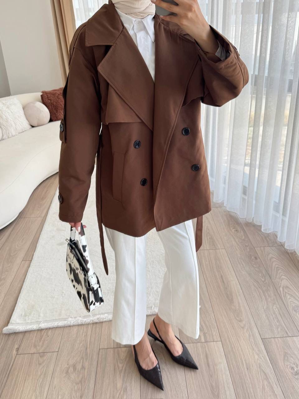 TORİNO KISA TRENÇKOT - KAHVERENGİ