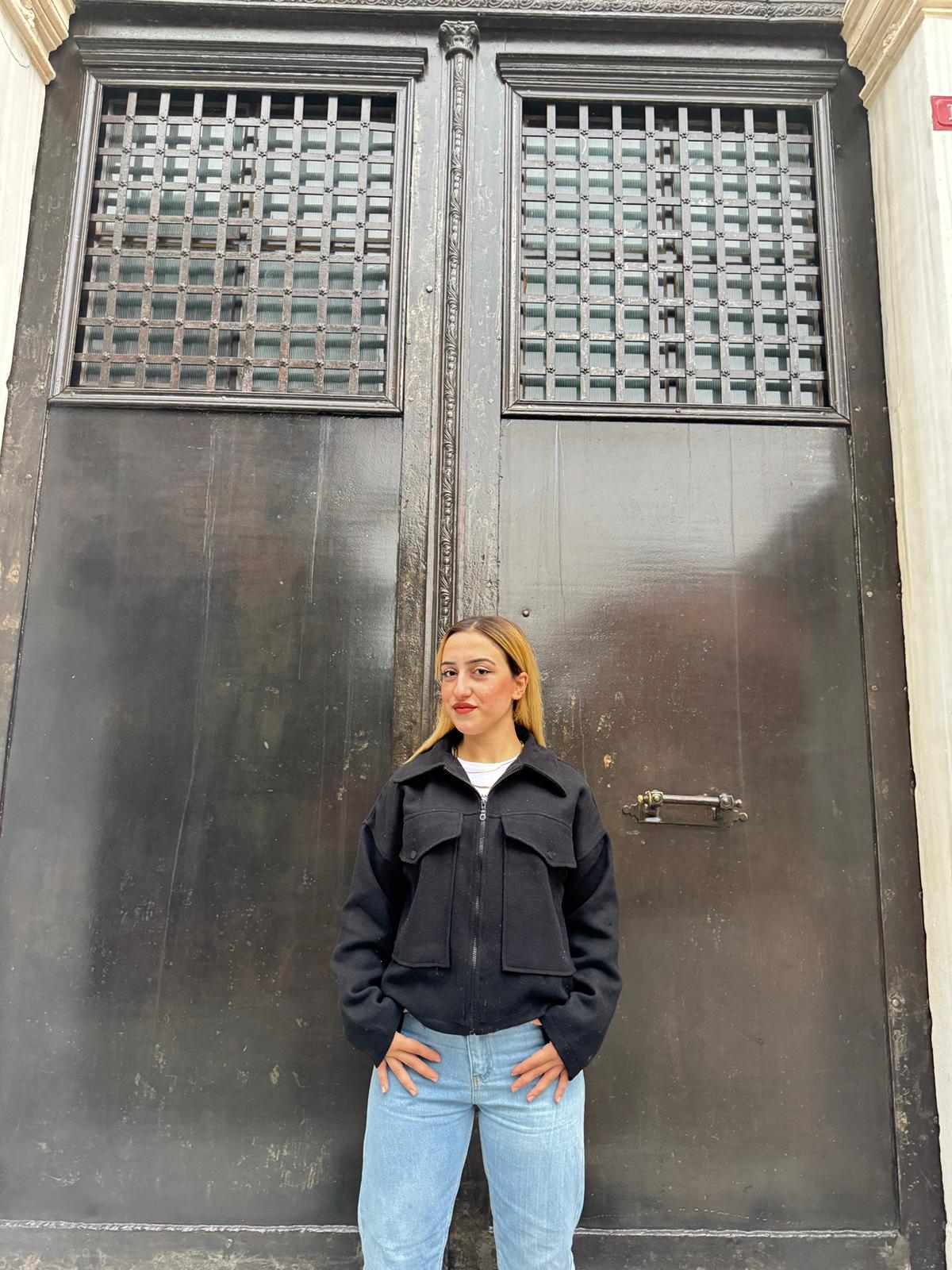 fermuarlı kısa kaşe  - SIYAH