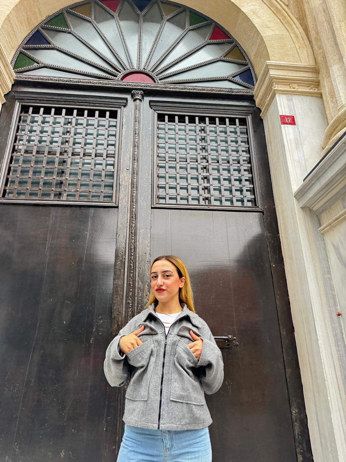 fermuarlı kısa kaşe  - GRİ