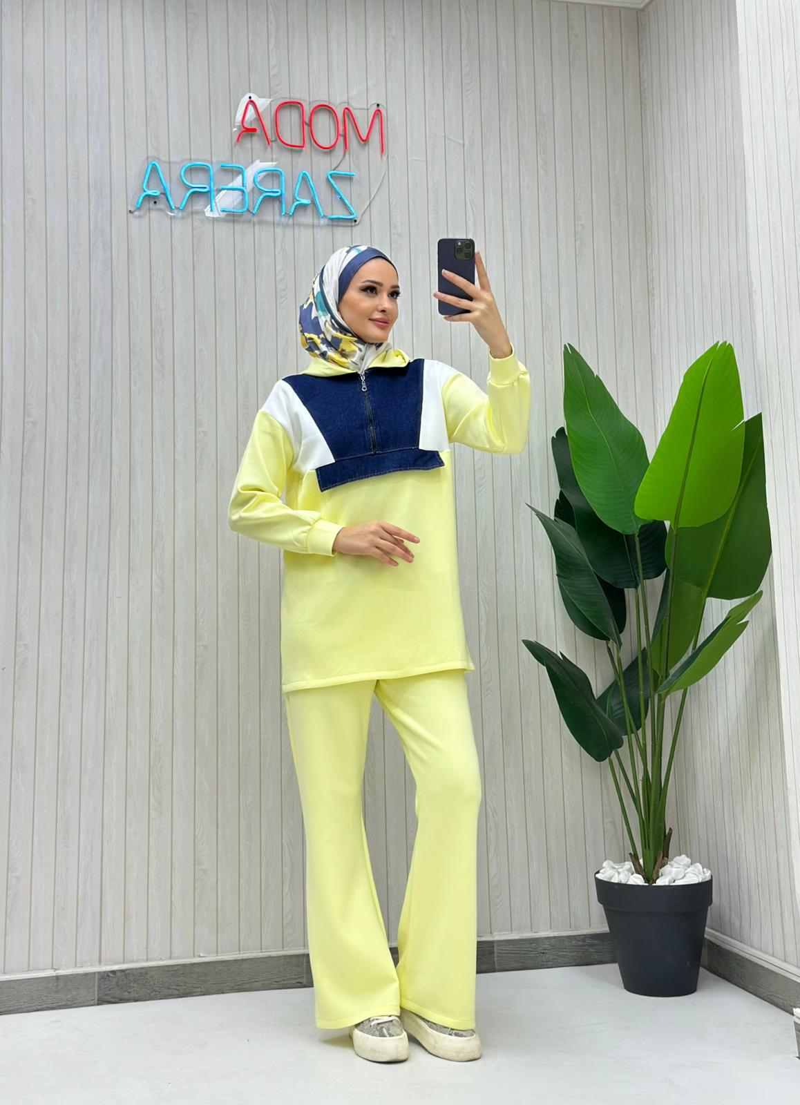 Renk Bloklu Fermuar Detaylı İkili Oysho - SARI