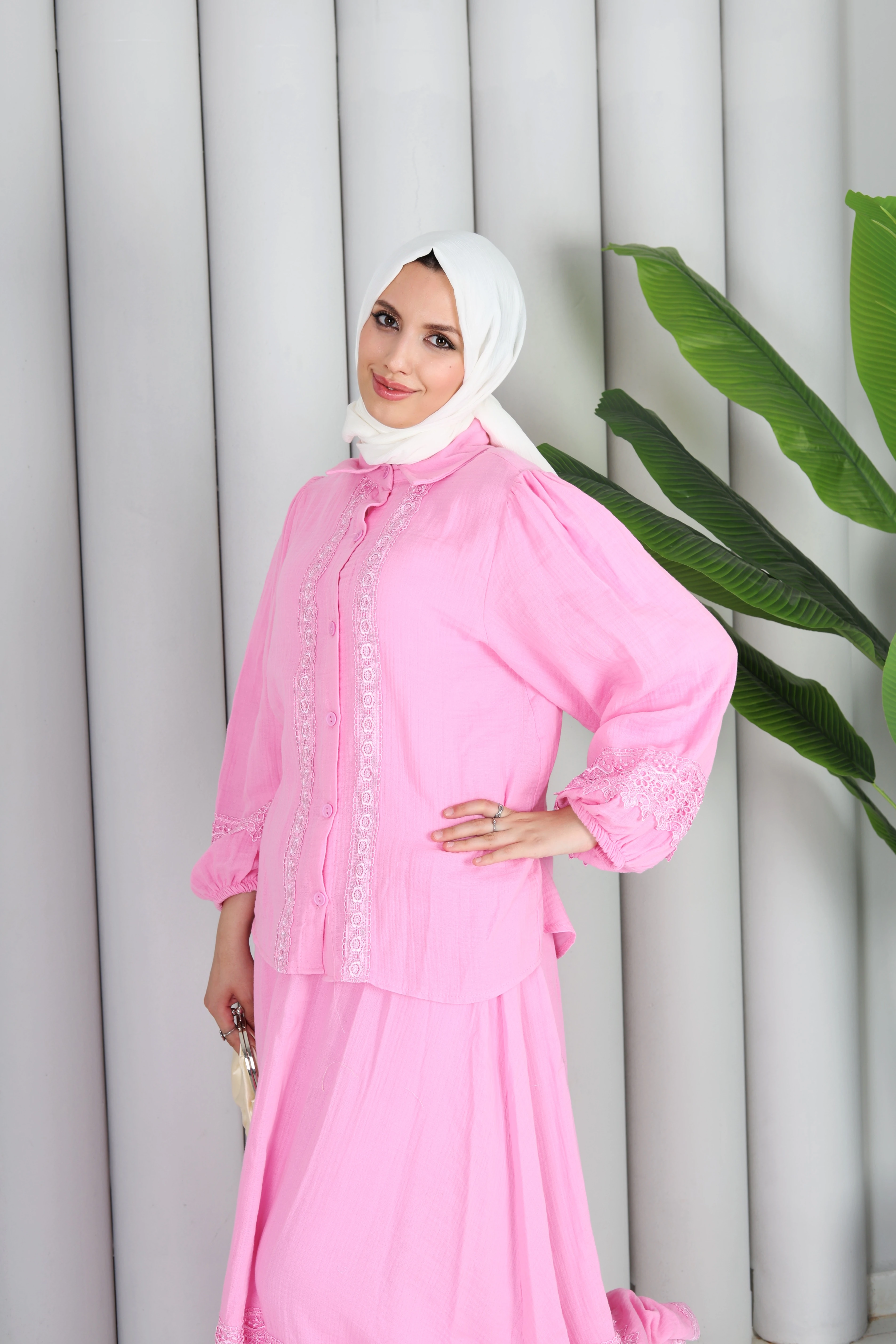 MÜSLİN İKİLİ TAKIM - PEMBE