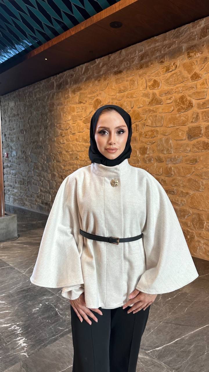 Kemer Detaylı Kısa Pelerin Panço - TAŞ