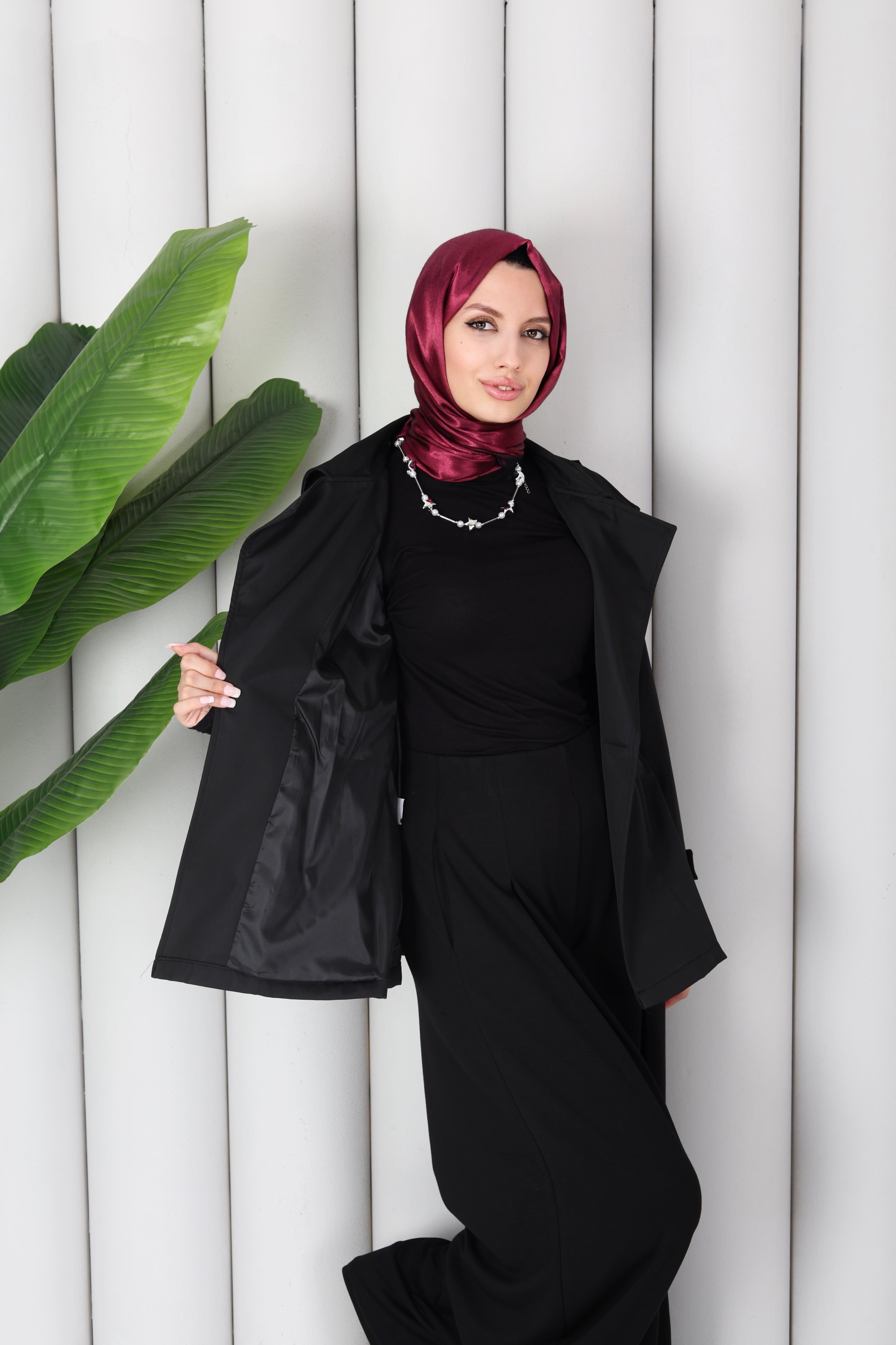 KISA LASTİK DETAYLI TRENÇ