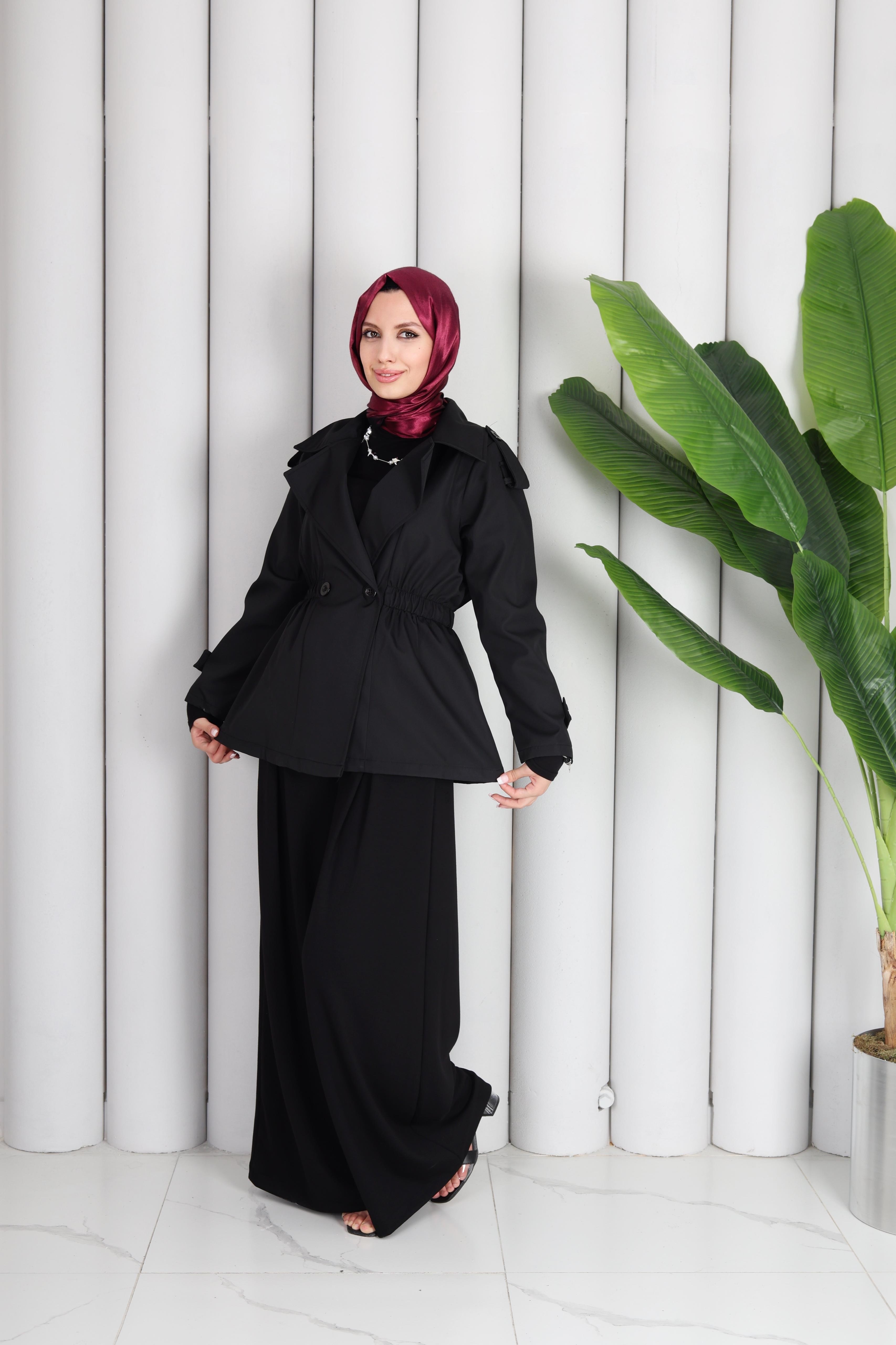 KISA LASTİK DETAYLI TRENÇ