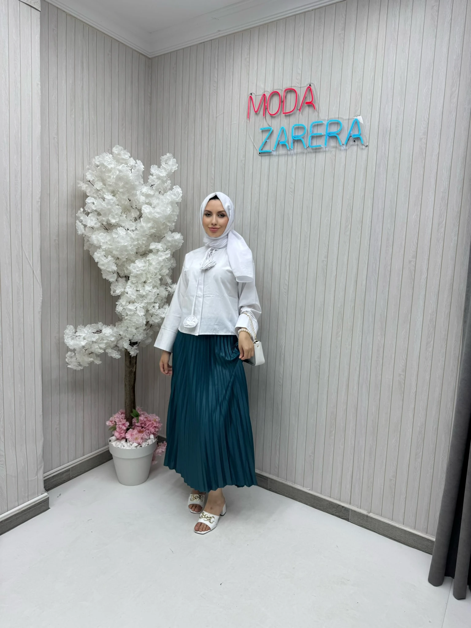 PİLELİ ETEK - PETROL MAVİSİ