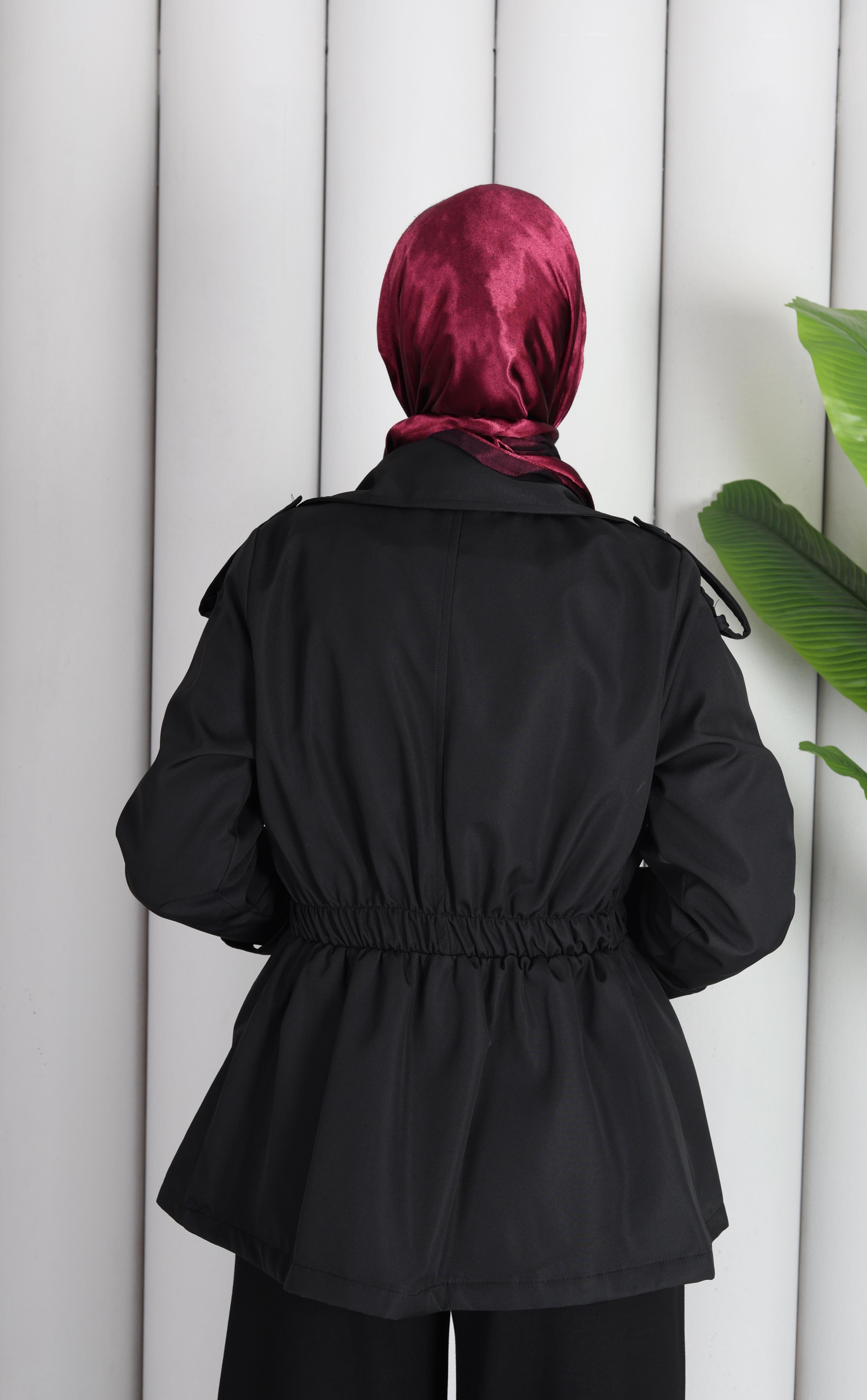 KISA LASTİK DETAYLI TRENÇ