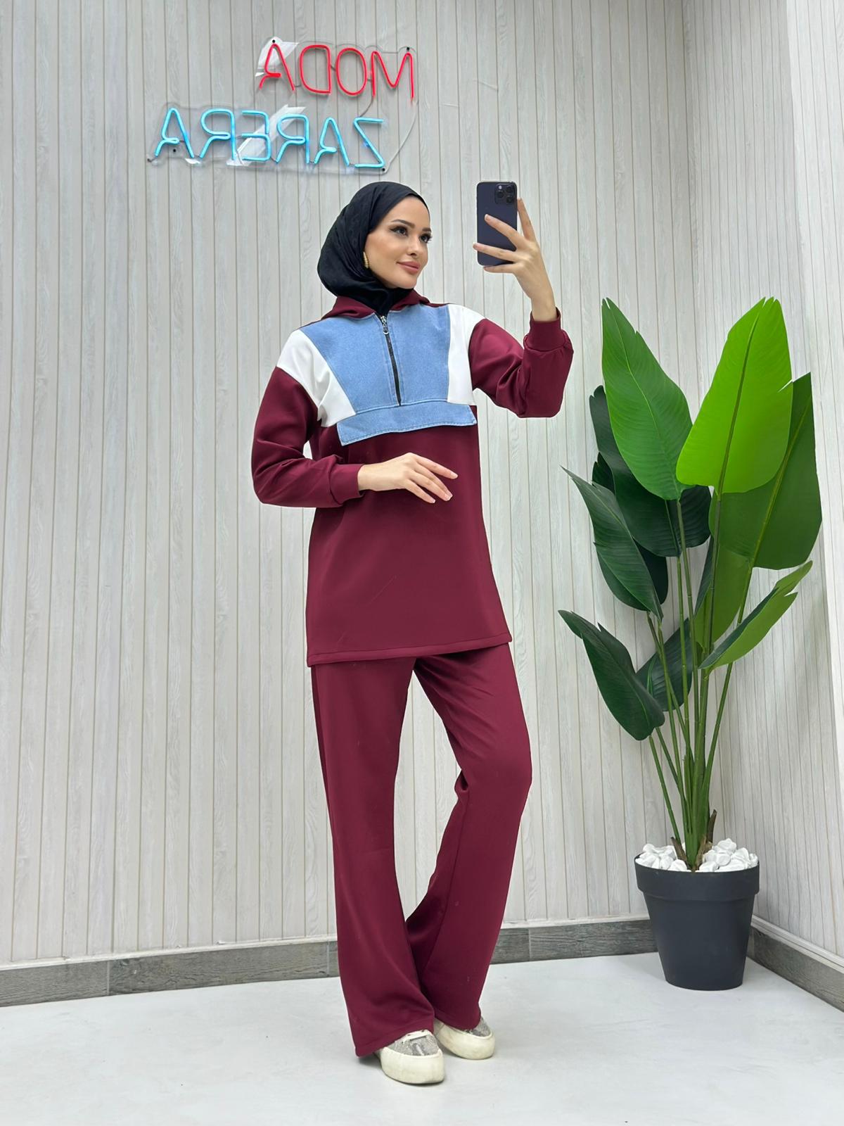 Renk Bloklu Fermuar Detaylı İkili Oysho - BORDO