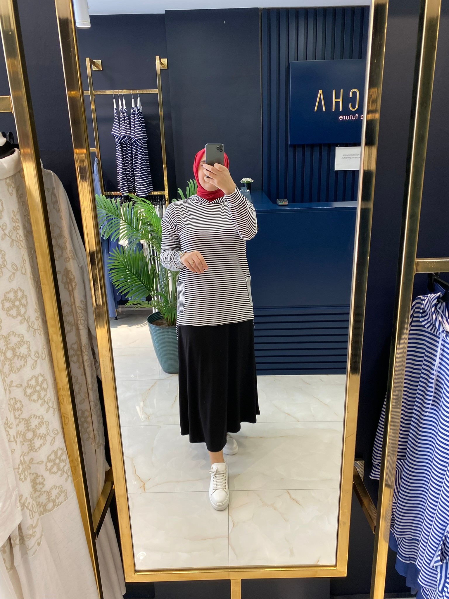 Qimene Çizgili Tokyo Etekli Takım 8200