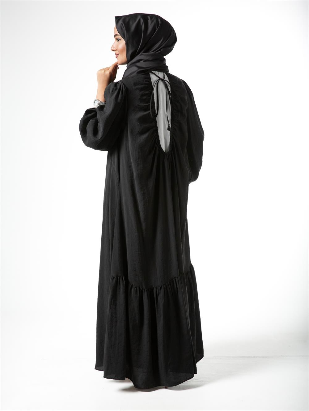 Ceremony İç Elbiseli Cupra Elbise Set 3736-SİYAH