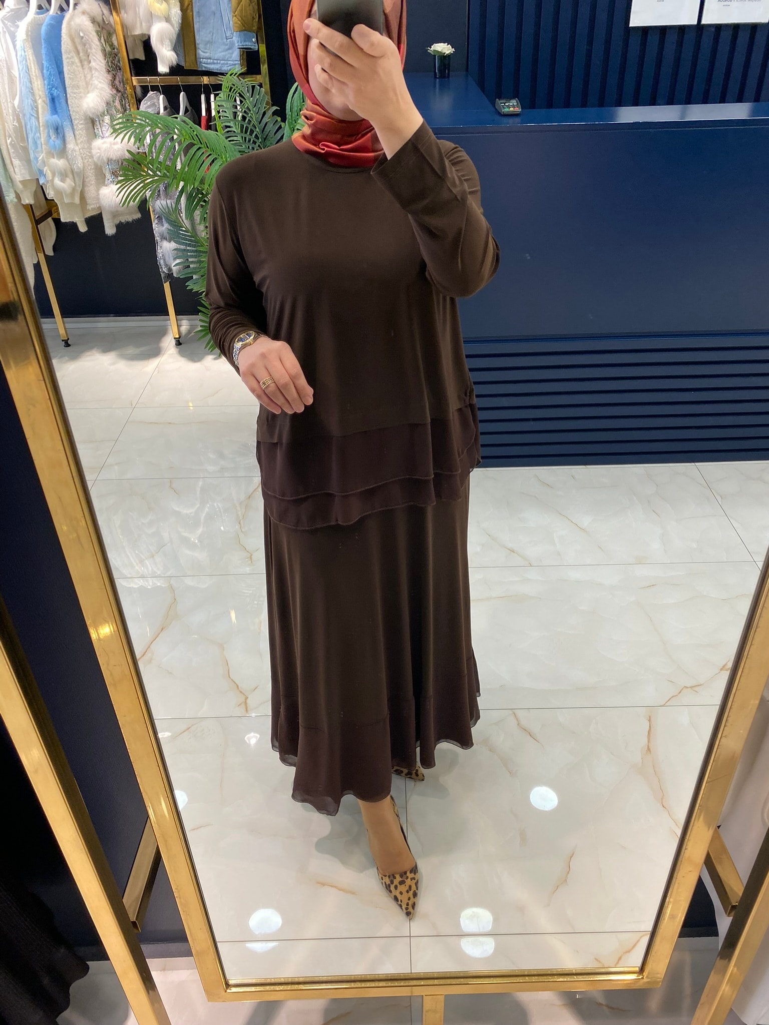 Belischa Şifon Detaylı Sandy Etekli Takım 0517