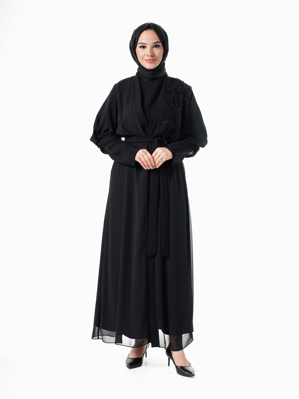 Heddy Düğüm Kol Abaya 7605-SİYAH