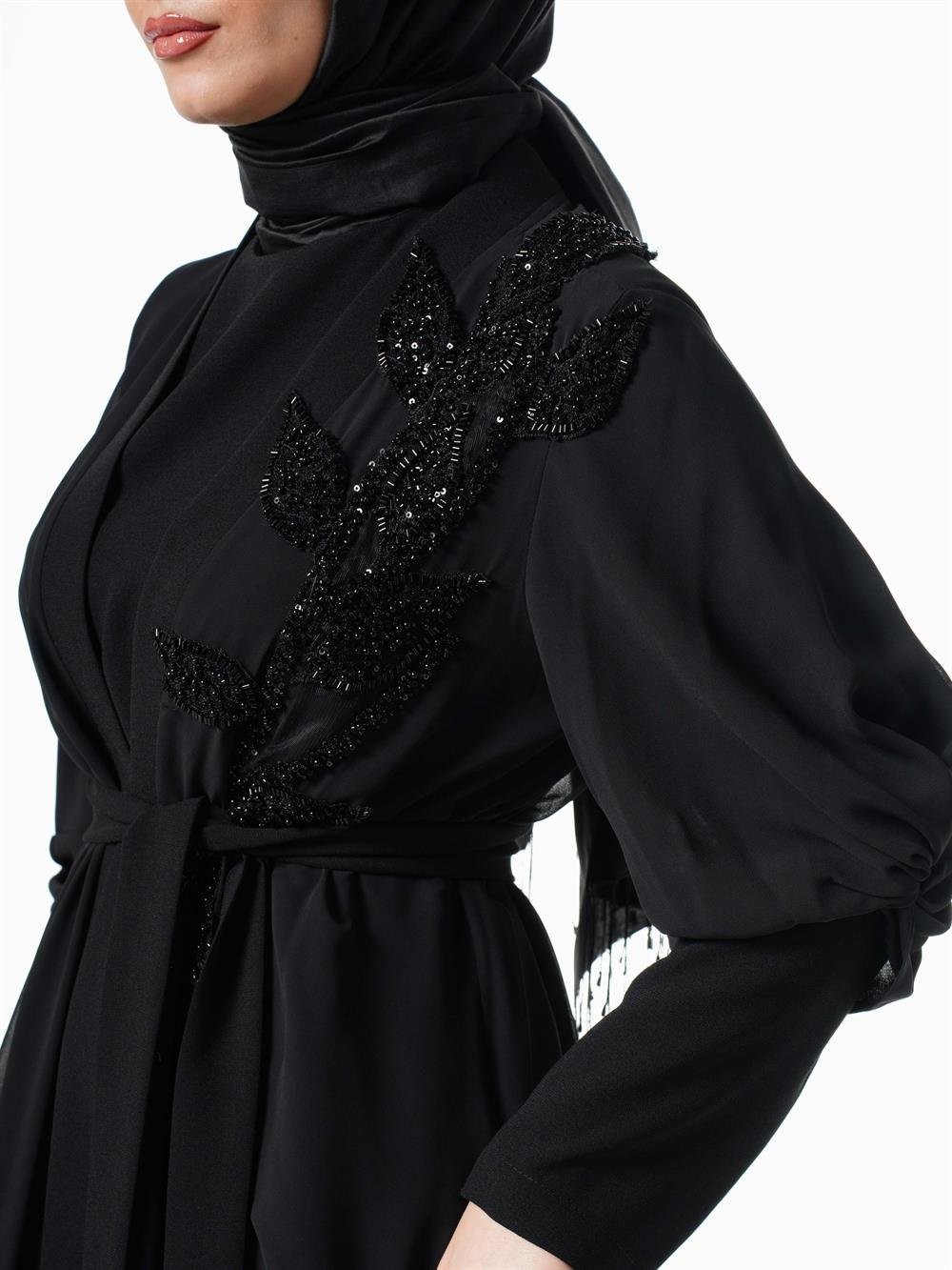 Heddy Düğüm Kol Abaya 7605-SİYAH