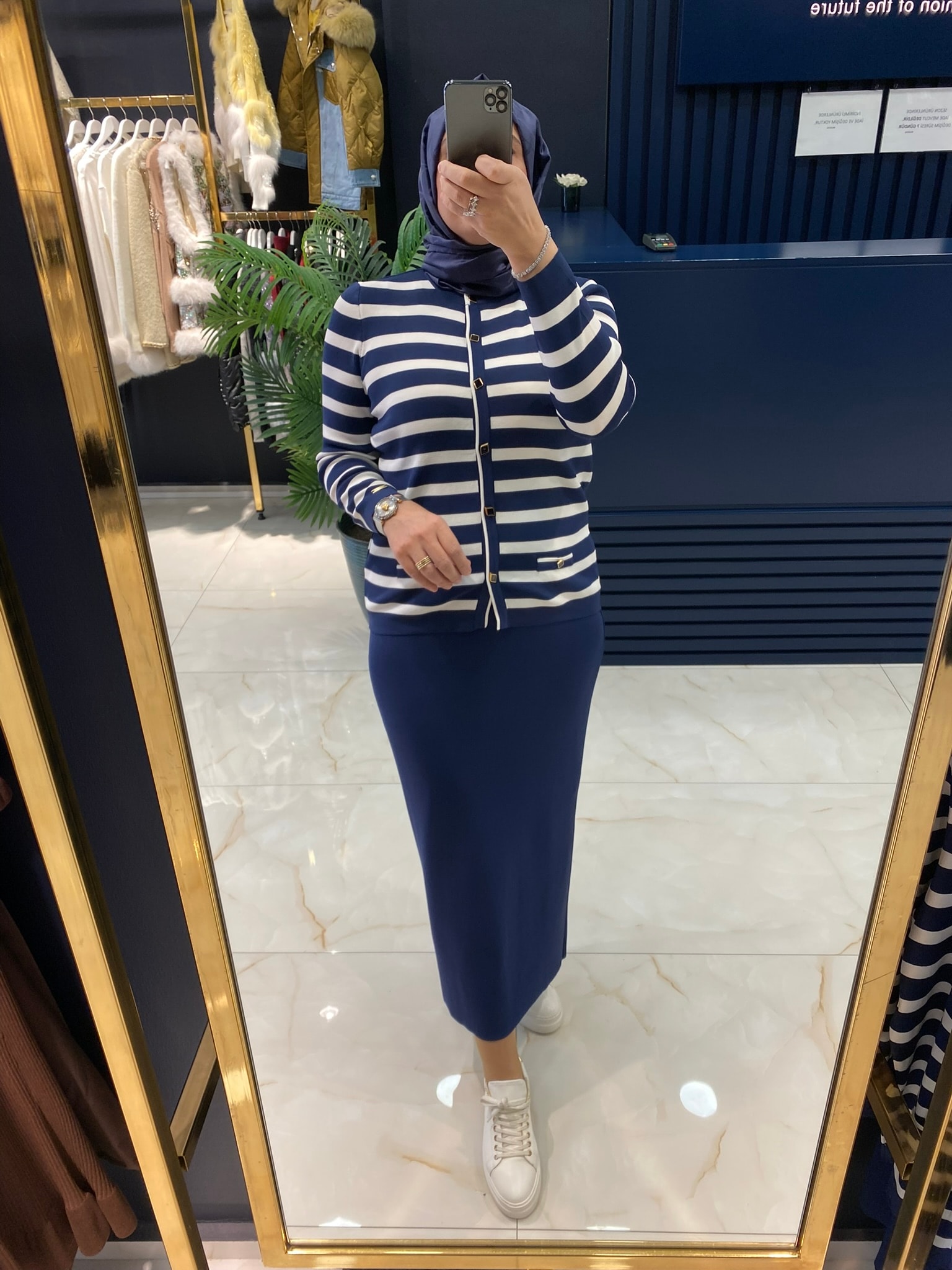 NİLİWİ TRİKO 3058 ÇİZGİLİ MİNİ HIRKA