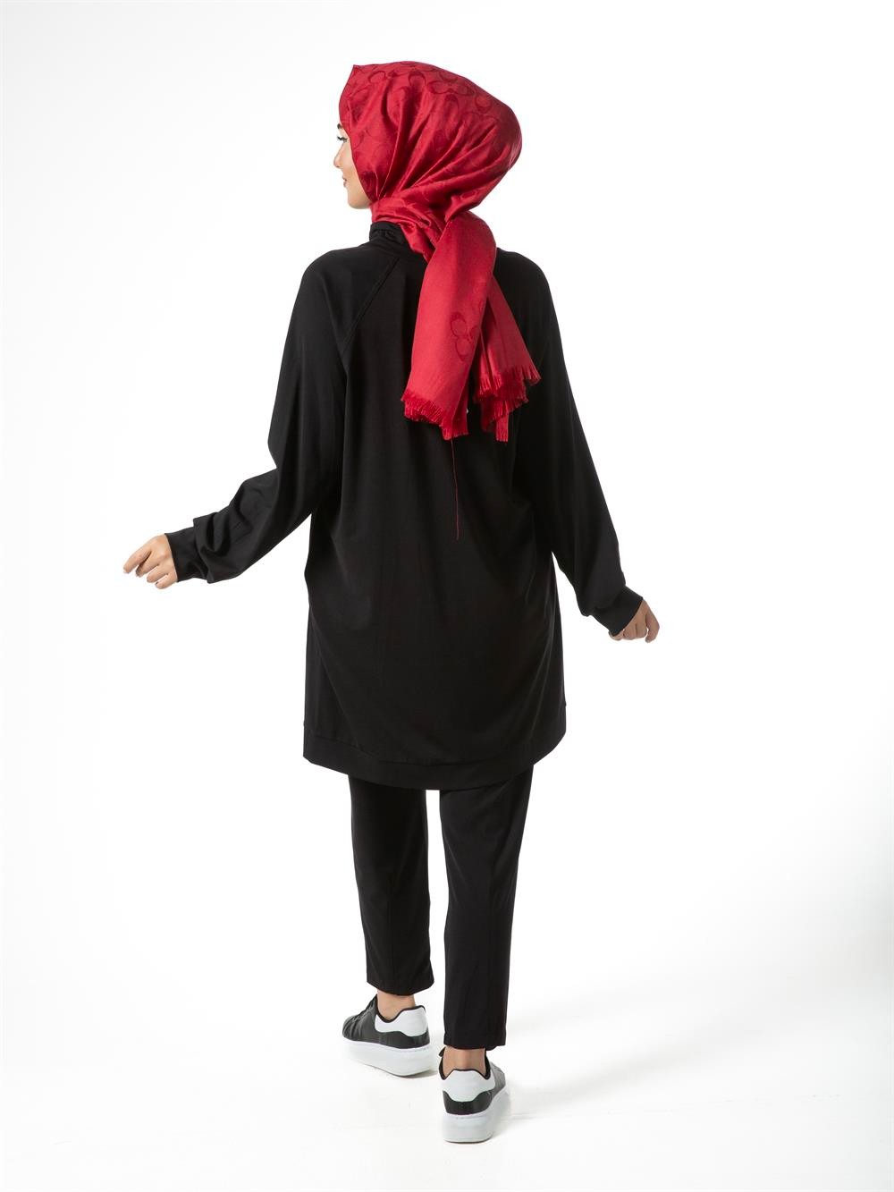 Heddy Yakası Fermuarlı Bambu Takım 23402-SİYAH