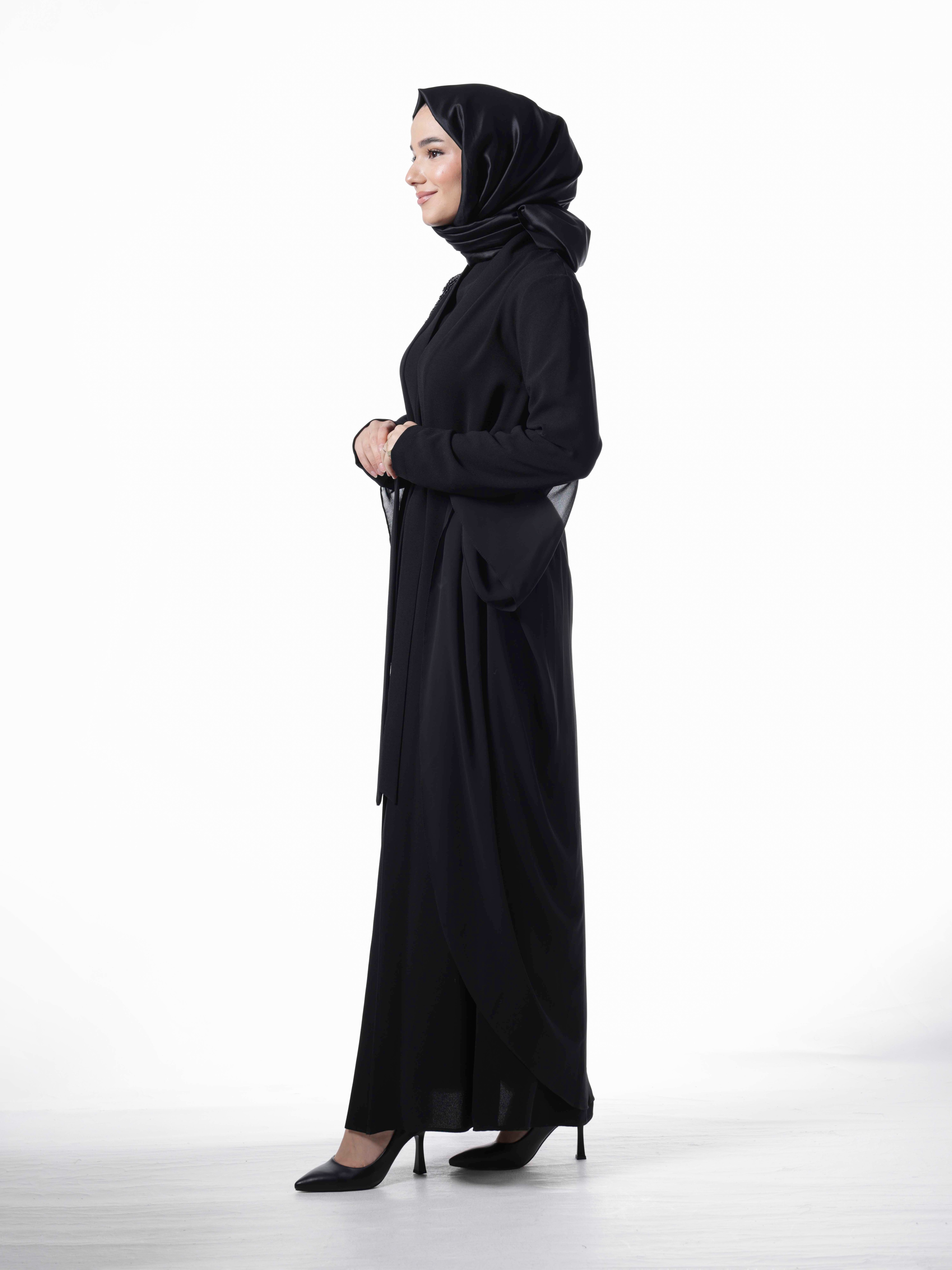 Heddy Omuzu İşlemeli Abaya 7654