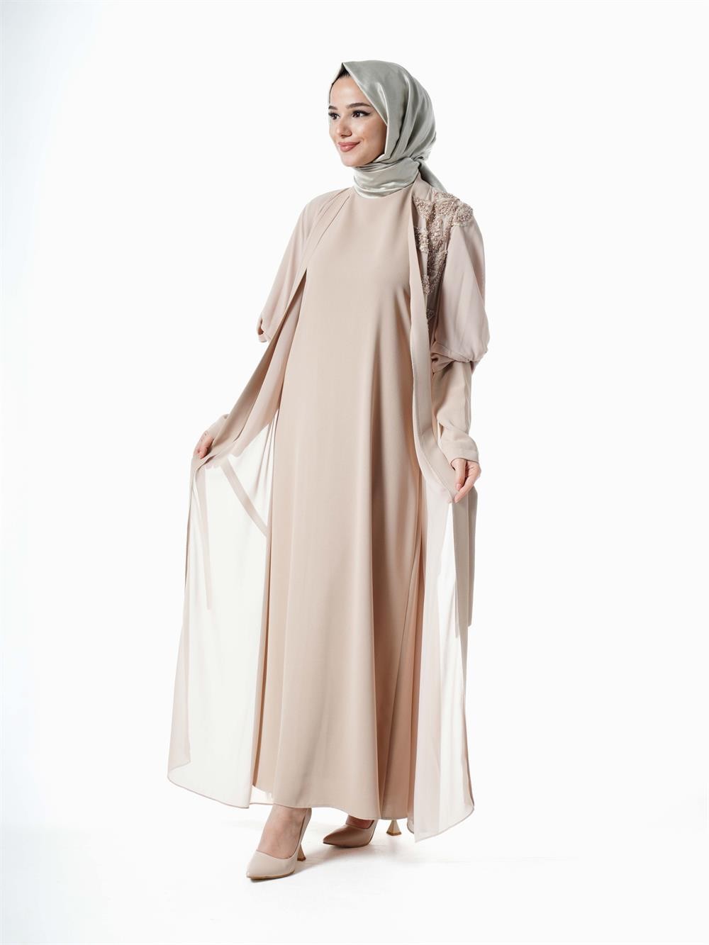 Heddy Düğüm Kol Abaya 7605-BEJ