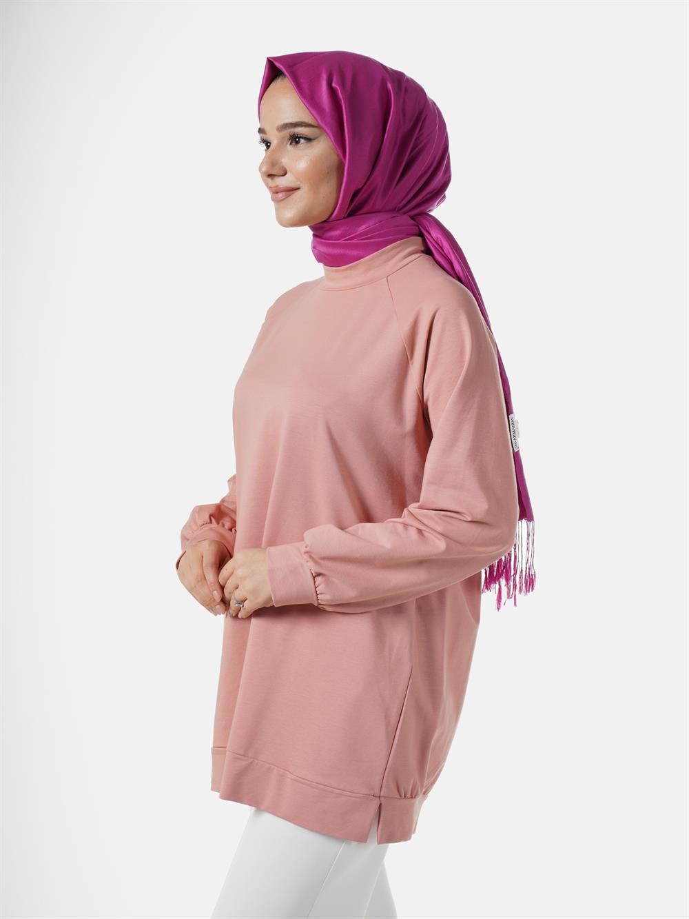 Heddy Dik Yakalı Tunik 23271-PUDRA