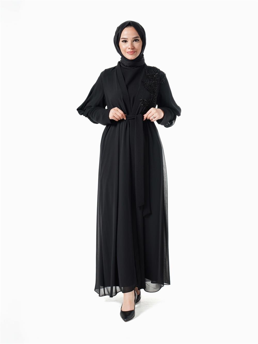 Heddy Düğüm Kol Abaya 7605-SİYAH