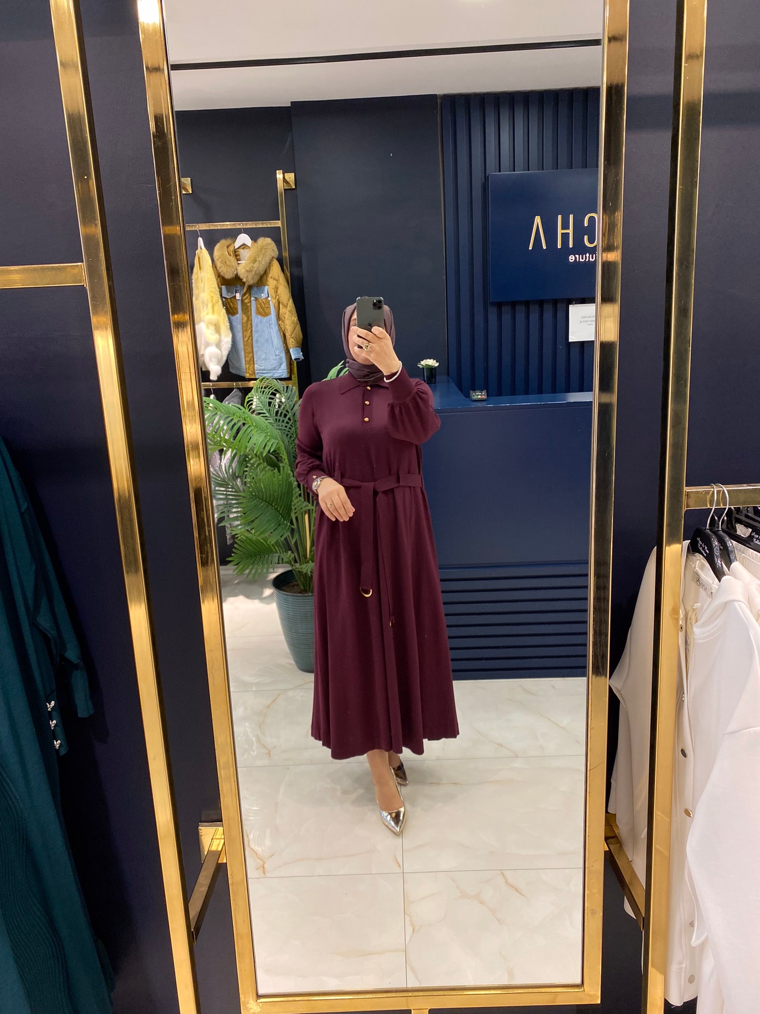 NİLİWİ TRİKO 3075 BELİ KUŞAKLI ELBİSE