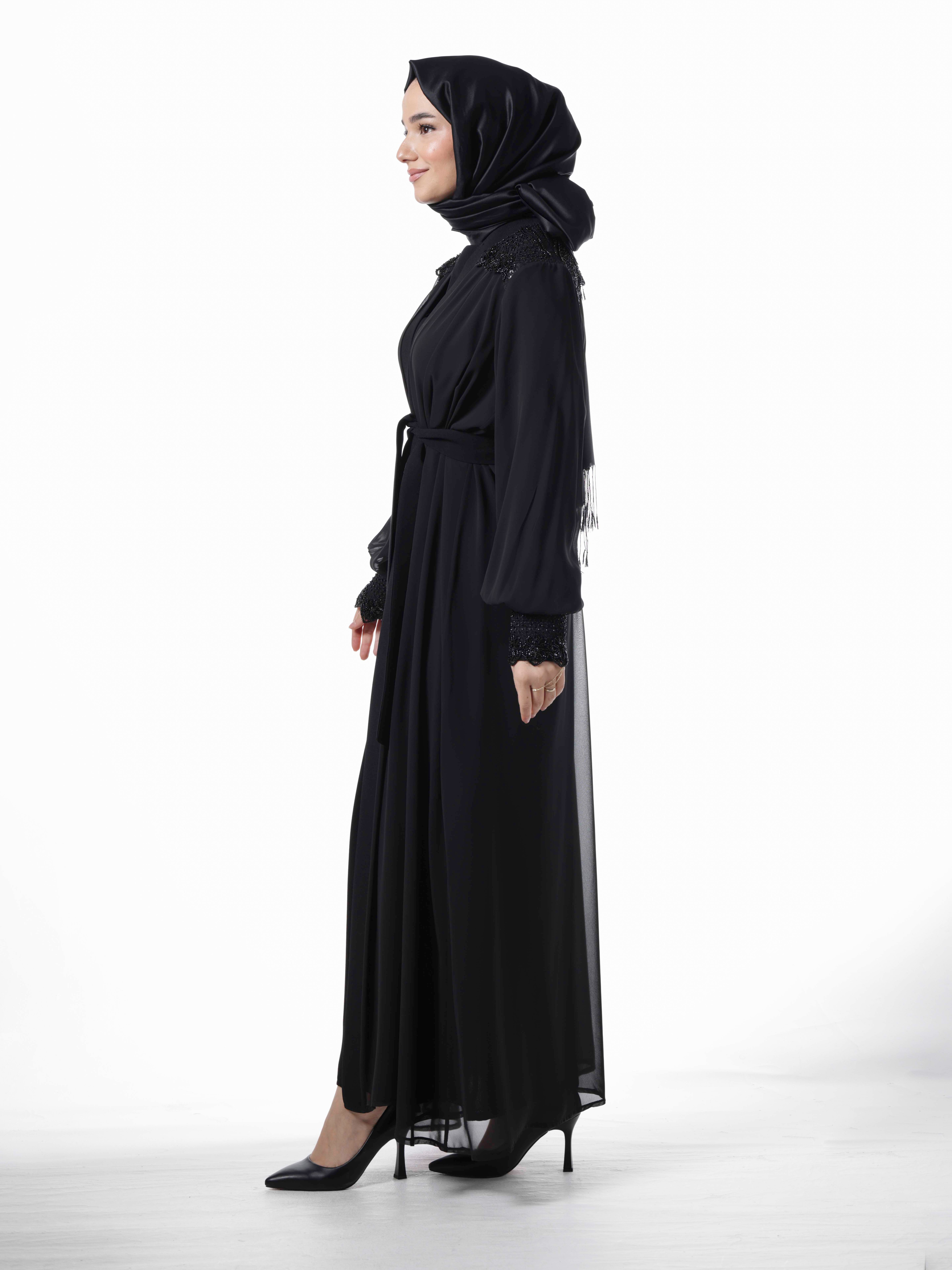 Heddy Sırtı Taş İşlemeli Abaya 7661