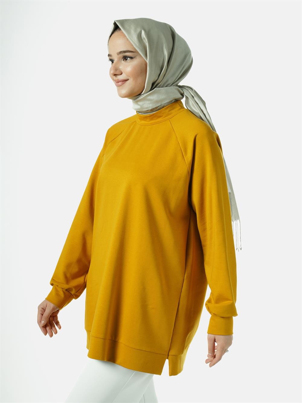 Heddy Dik Yakalı Tunik 23271-SAFRAN