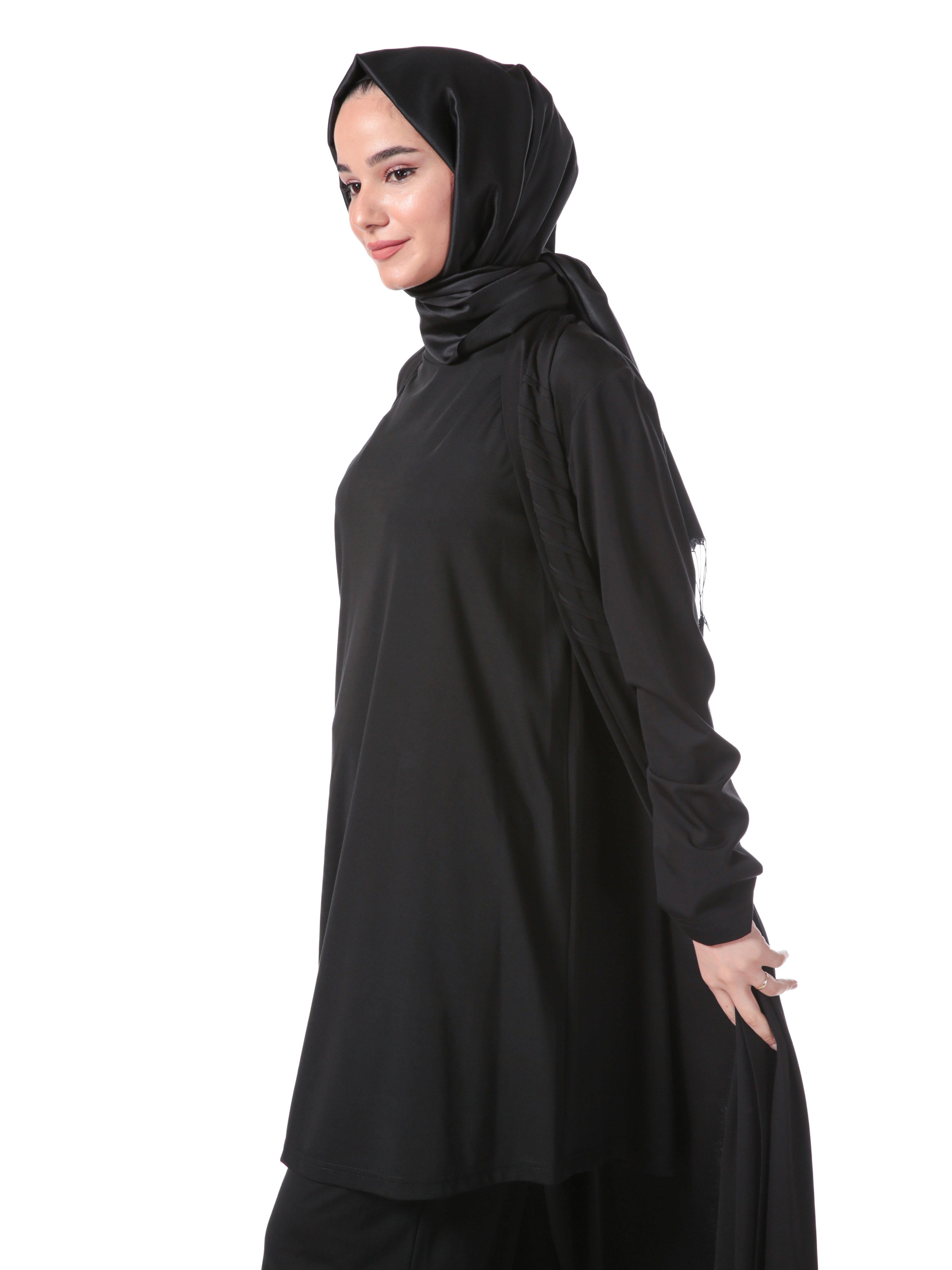 Heddy Kolsuz Bambu Tunik 24337-SİYAH