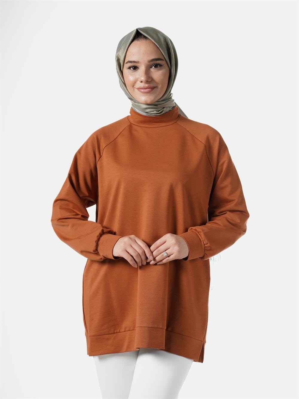 Heddy Dik Yakalı Tunik 23271-CAMEL