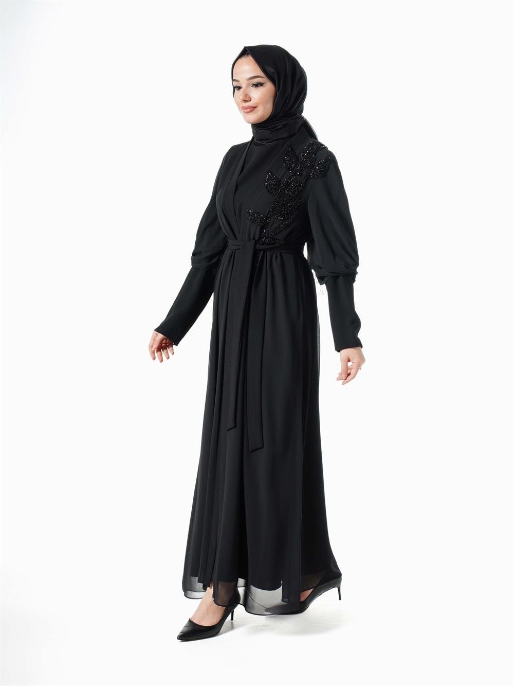 Heddy Düğüm Kol Abaya 7605-SİYAH