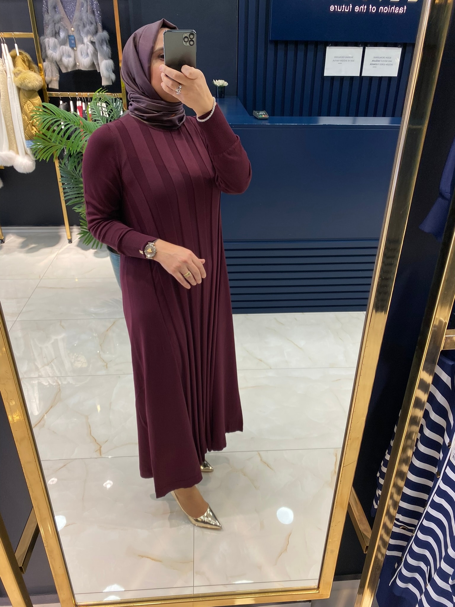 NİLİWİ TRİKO 3069 KALIN FİTİLLİ ELBİSE