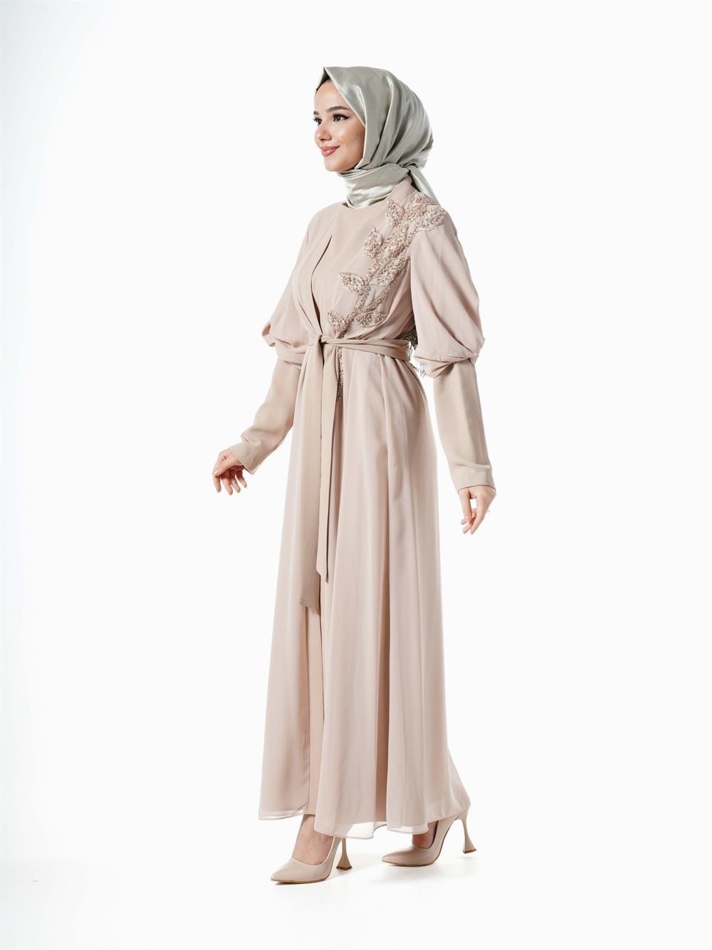 Heddy Düğüm Kol Abaya 7605-BEJ