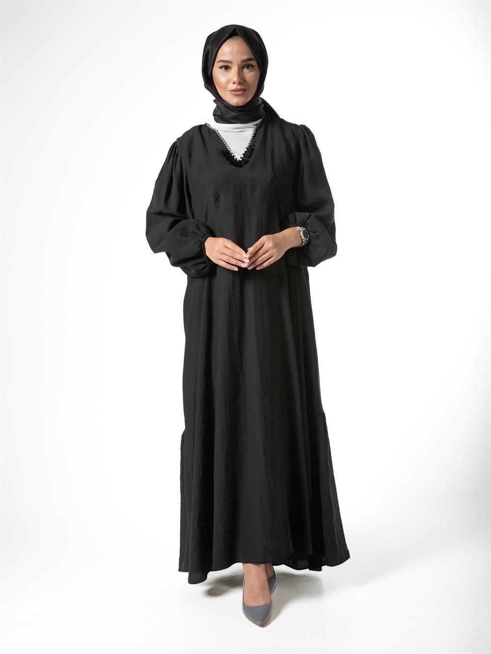 Ceremony İç Elbiseli Cupra Elbise Set 3736-SİYAH