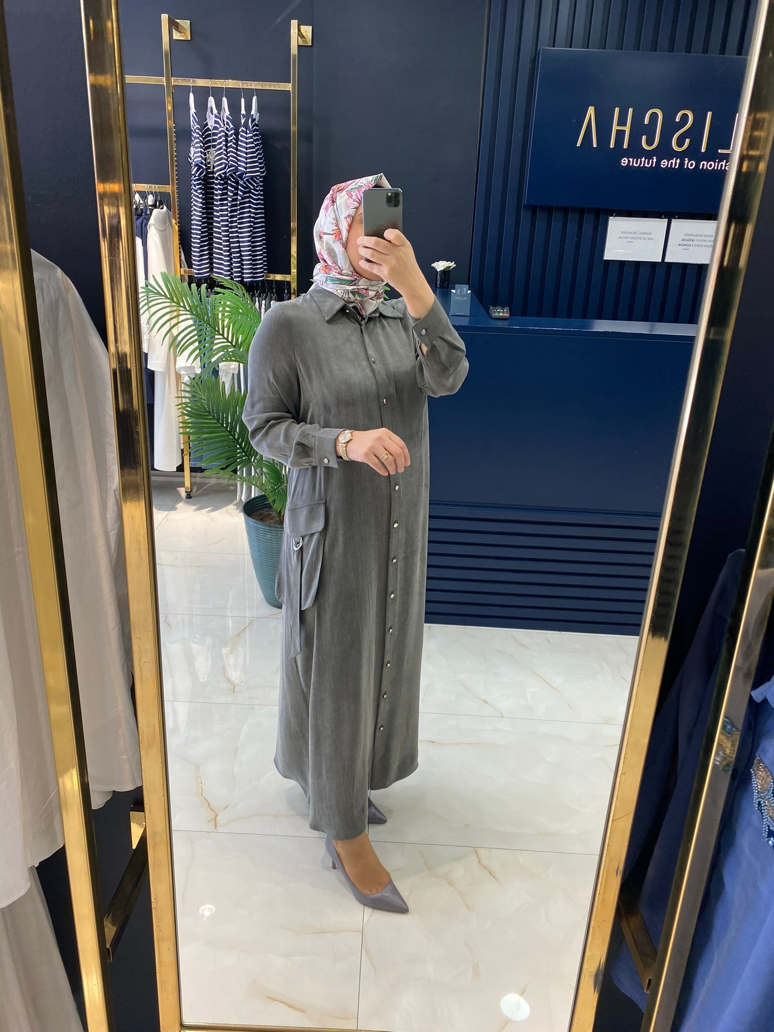 Heddy Önden Düğmeli İpek Elbise 25143