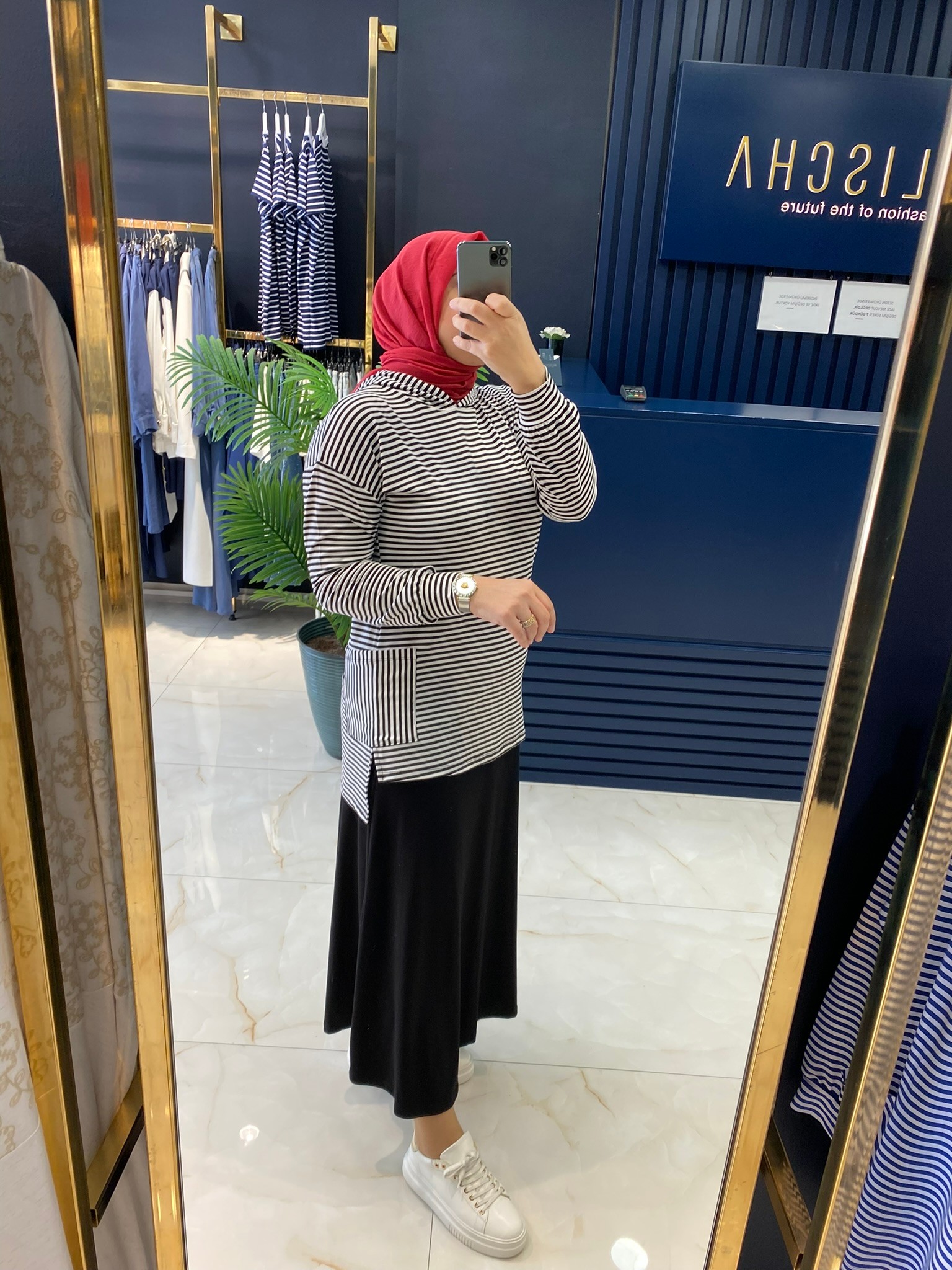 Qimene Çizgili Tokyo Etekli Takım 8200