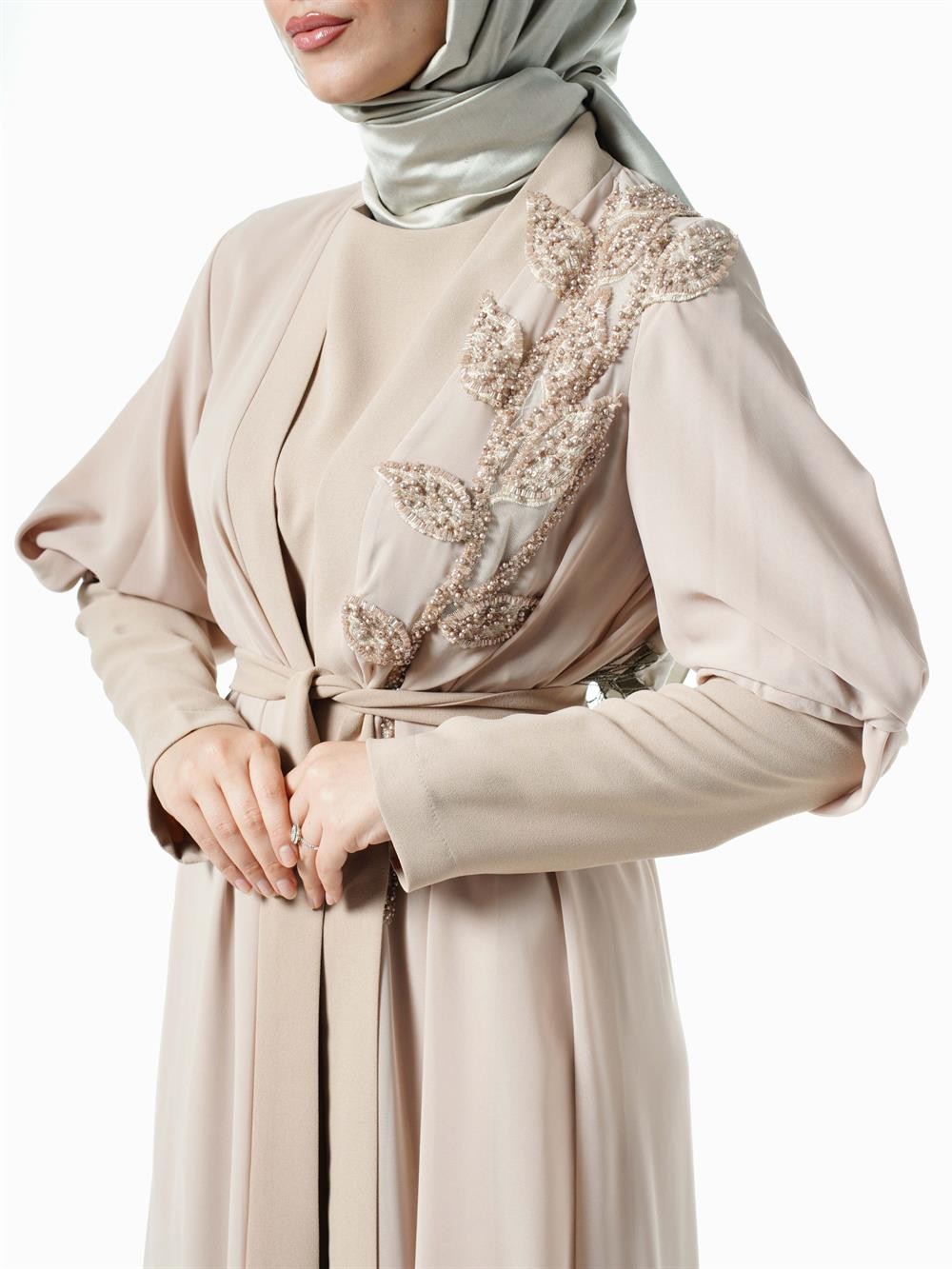 Heddy Düğüm Kol Abaya 7605-BEJ