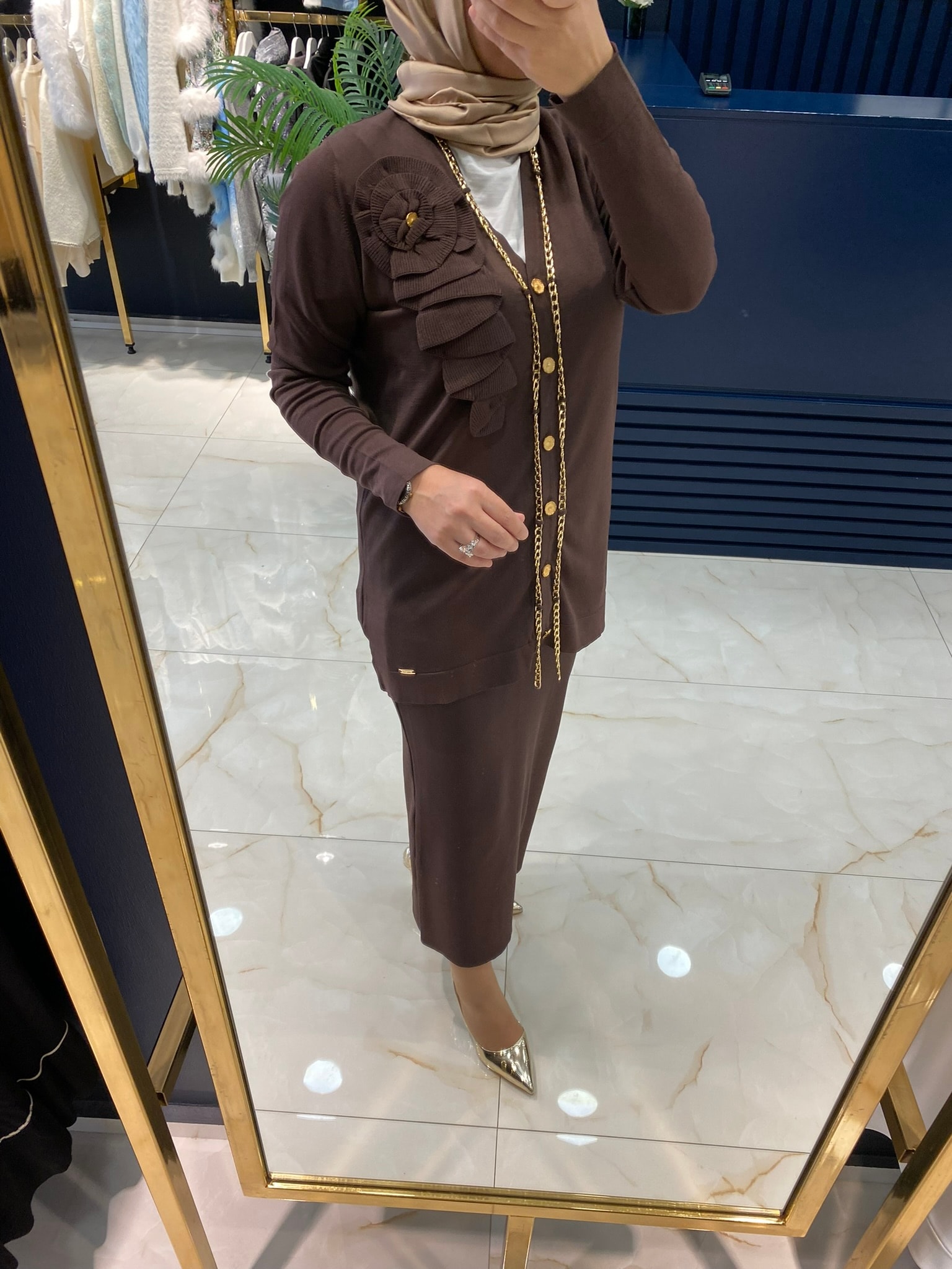 NİLİWİ TRİKO 3089 YAKA ÇEVRESİ ZİNCİRLİ HIRKA