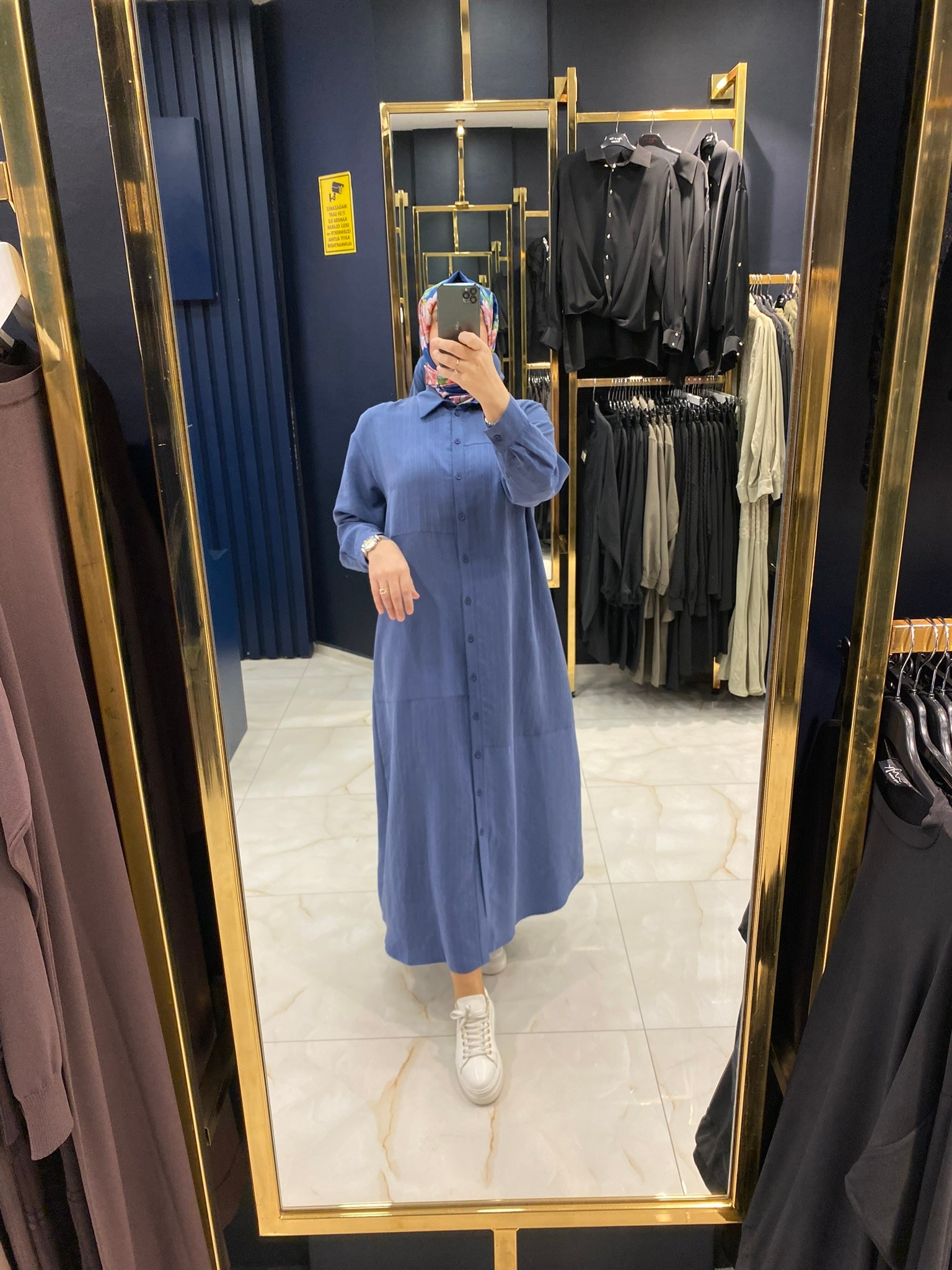 Heddy Çizgili Tensel Gömlek Elbise 25242