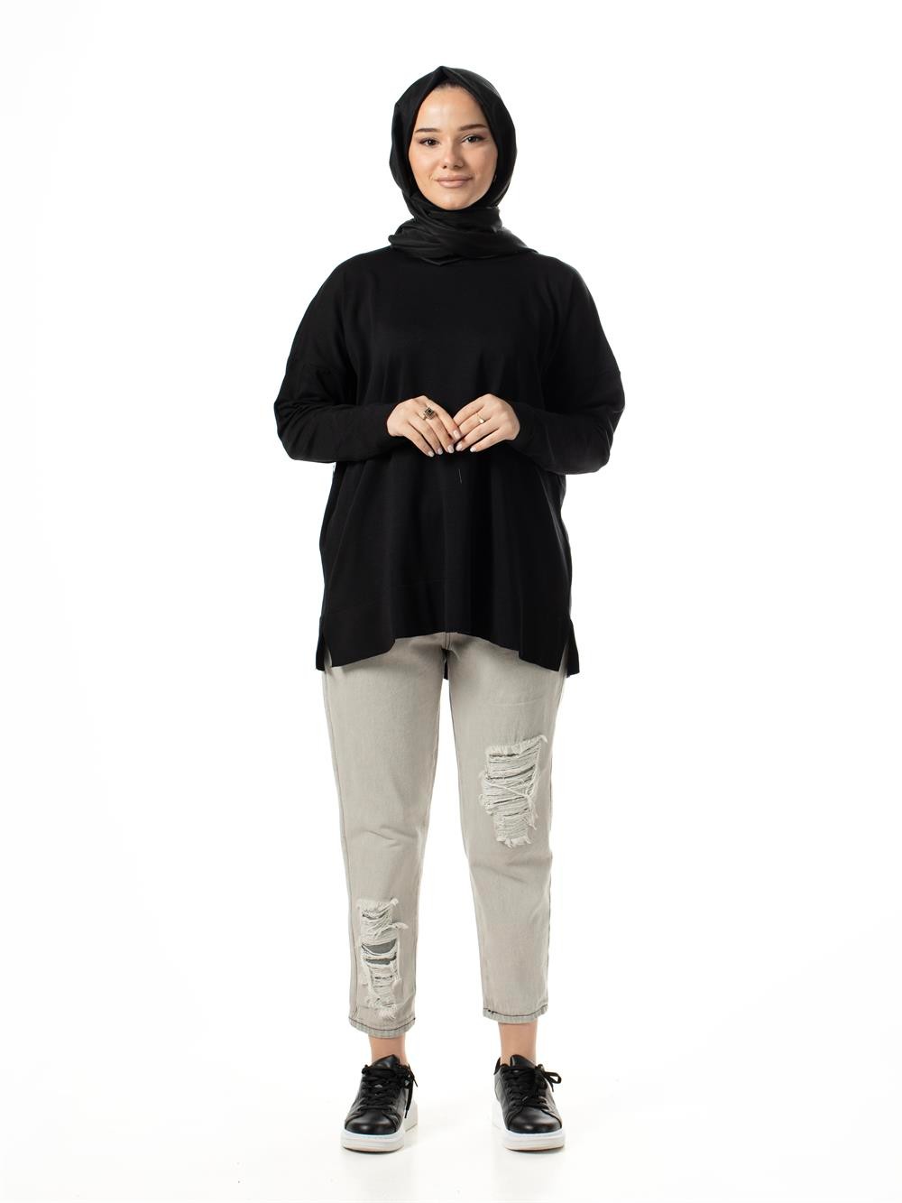 Merwish Önü Yırtık Kot Pantolon 564-GRİ