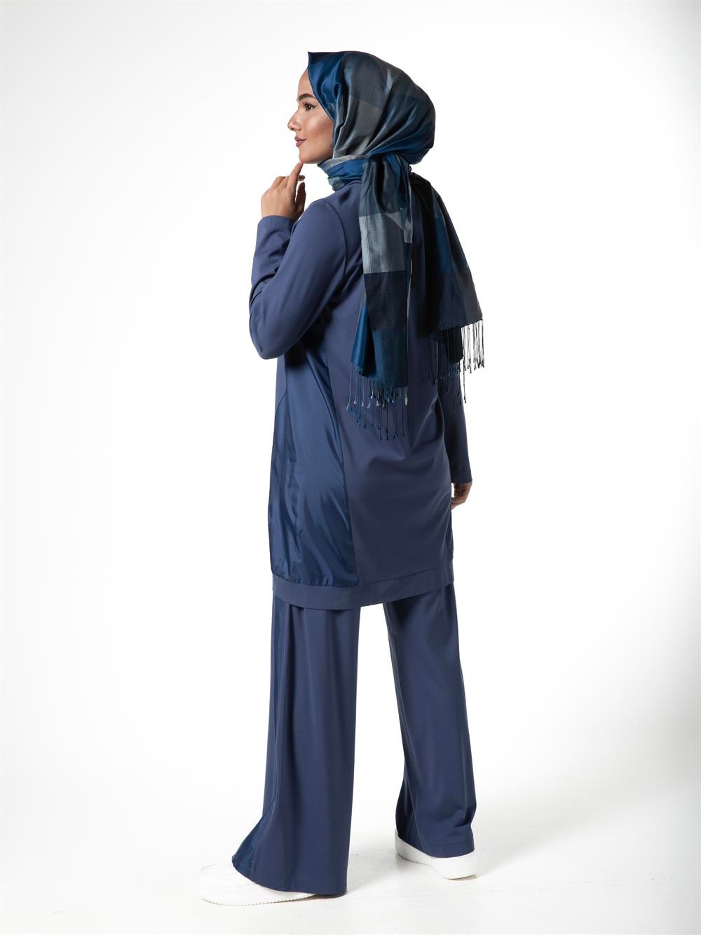 Heddy Ön Desenli Pantolonlu Takım 23407-İNDİGOMAVİ
